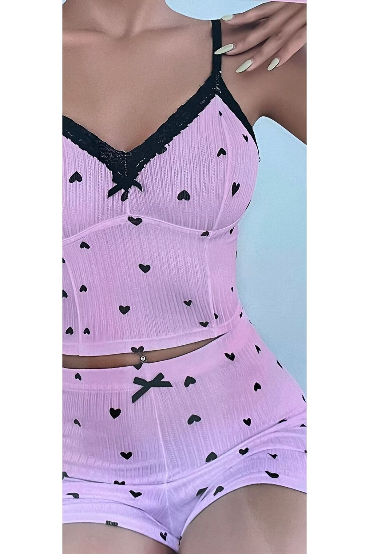 Lotiva Wear KADIN KALP DESENLİ ŞORTLU PİJAMA TAKIMI