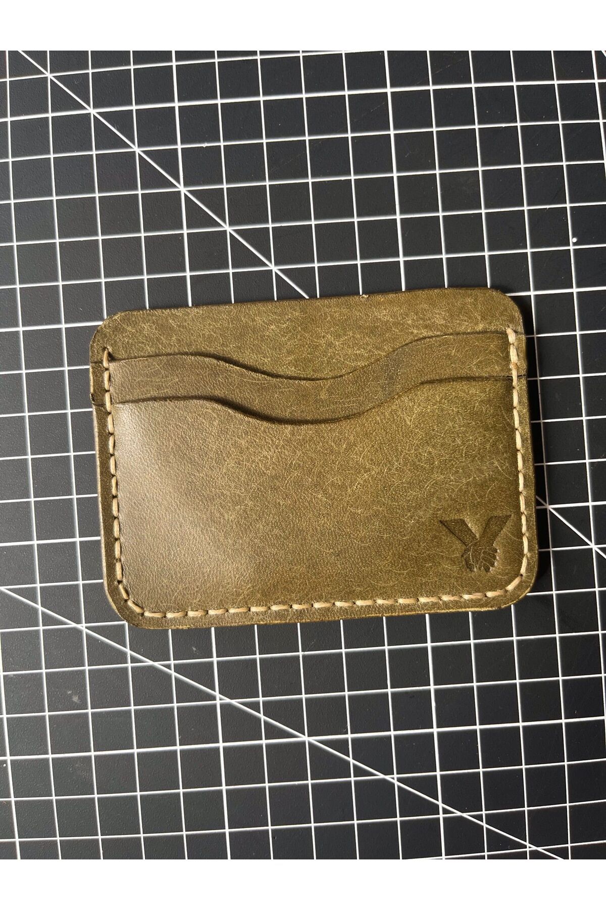 HAT Leather Gerçek İtalyan Derisinden Avuç İçi '' Clark'' Kartlık- Haki