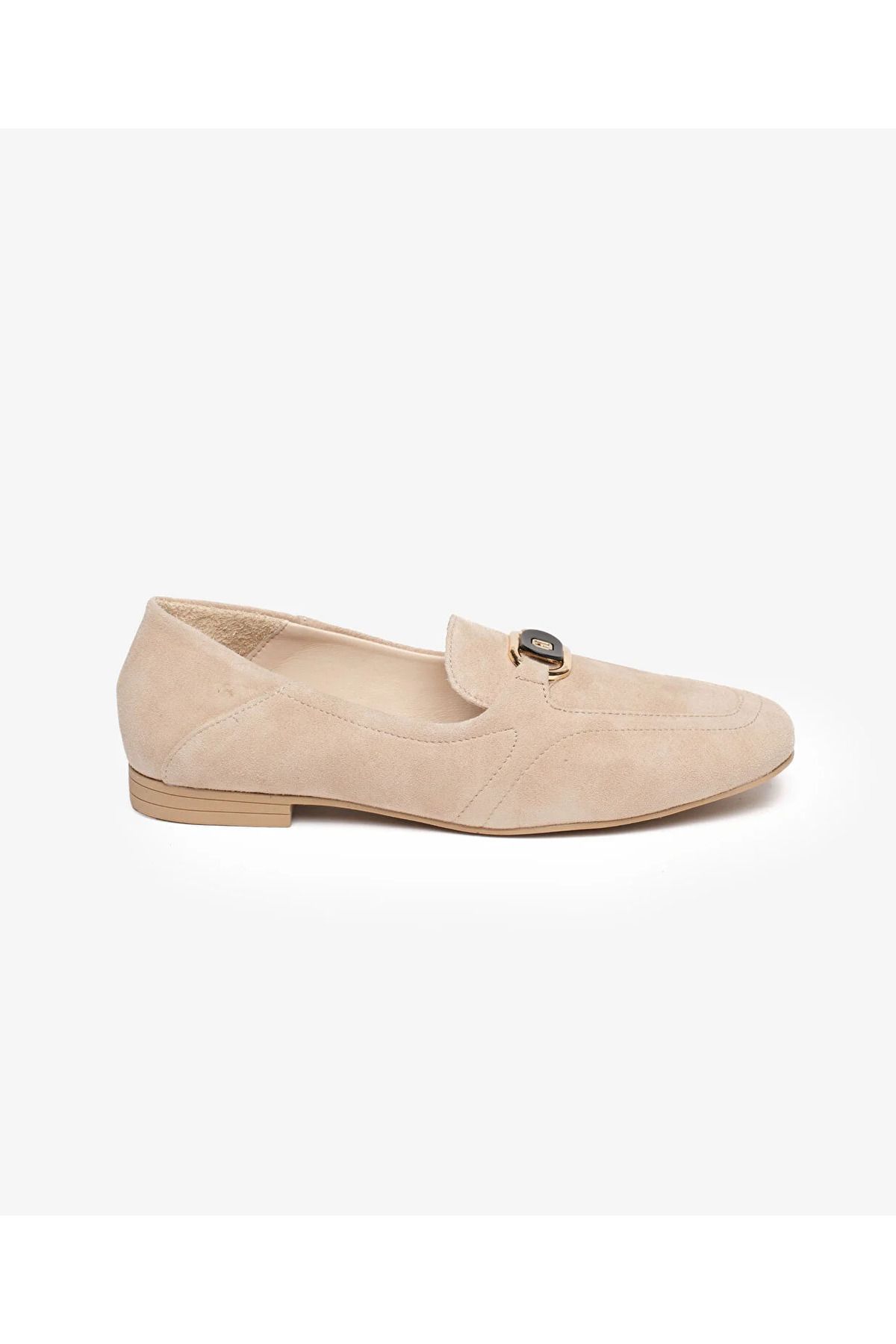 Greyder 59220 Bej Süet Hakiki Deri Kadın Loafer Ayakkabı