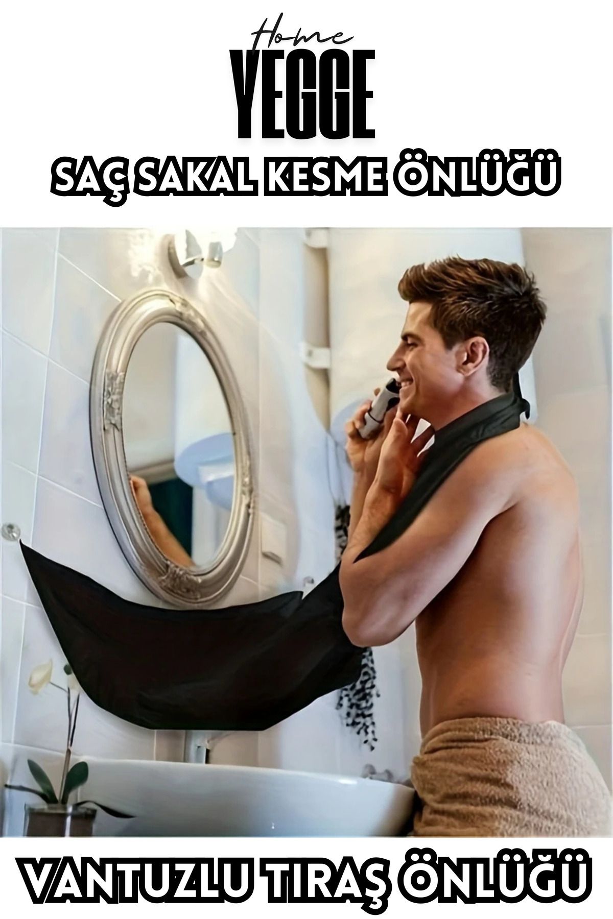 YEGGE Saç Sakal Kesme Tıraş Önlüğü - Vantuzlu Traş Önlüğü