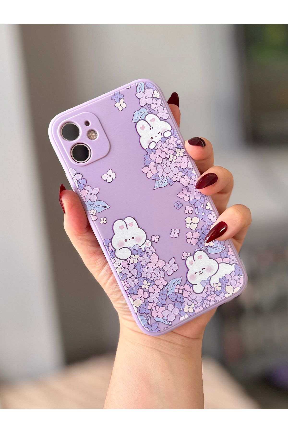 MirazTasarim IPHONE 11 LİLA TAVŞAN DESENLİ KILIF