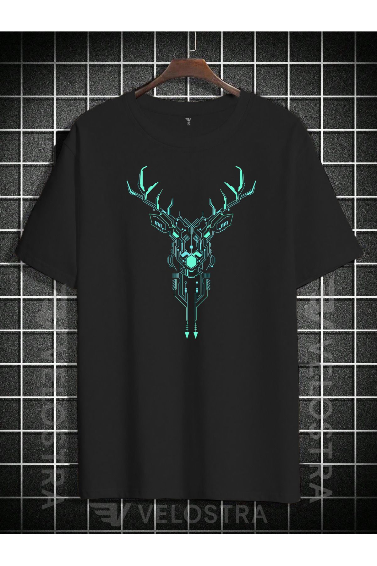 Velostra Unisex Dijital Geyik Baskı Oversize T-shirt