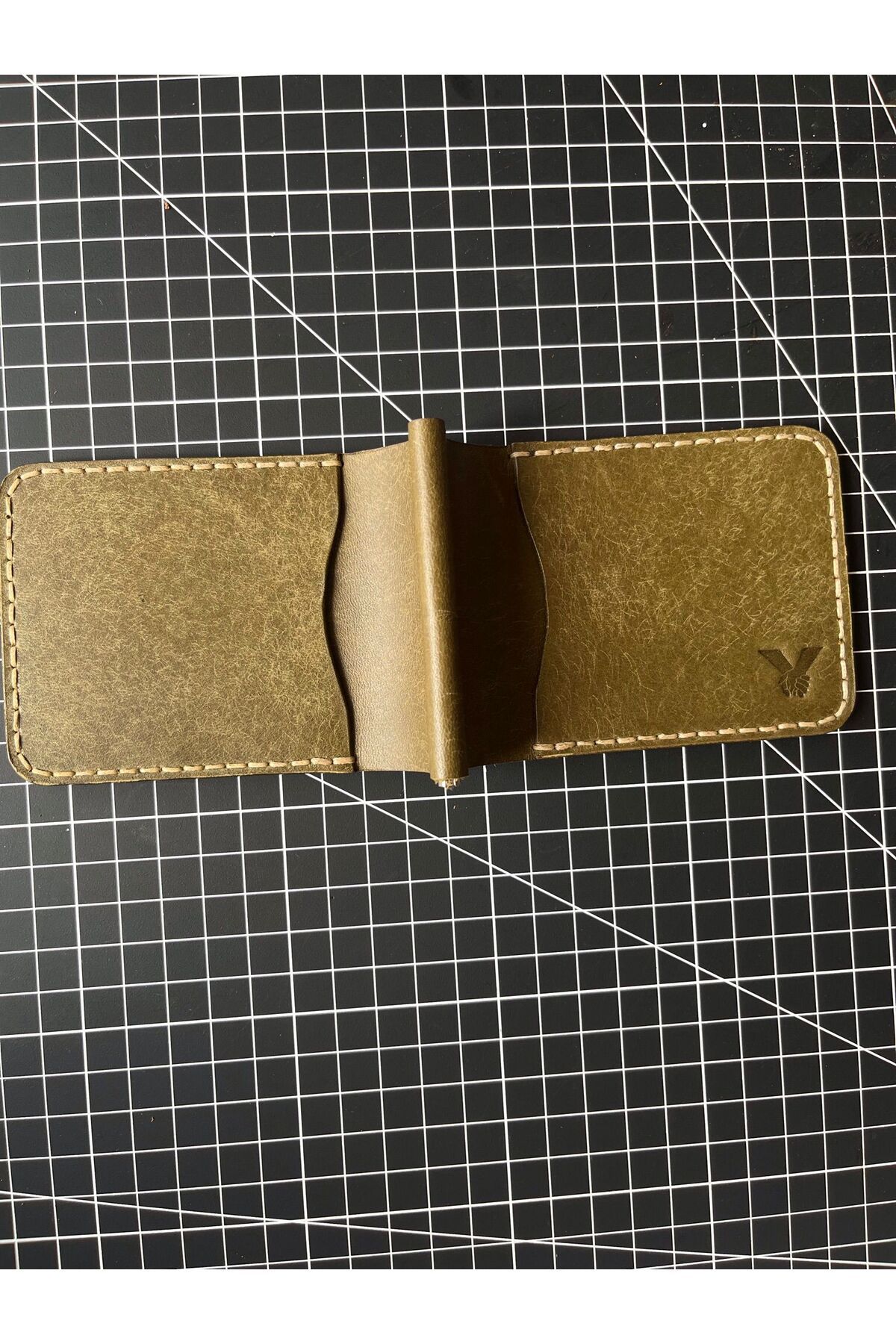 HAT Leather Gerçek İtalyan Derisinden Money Clips'' Polner'' Cüzdan- Haki