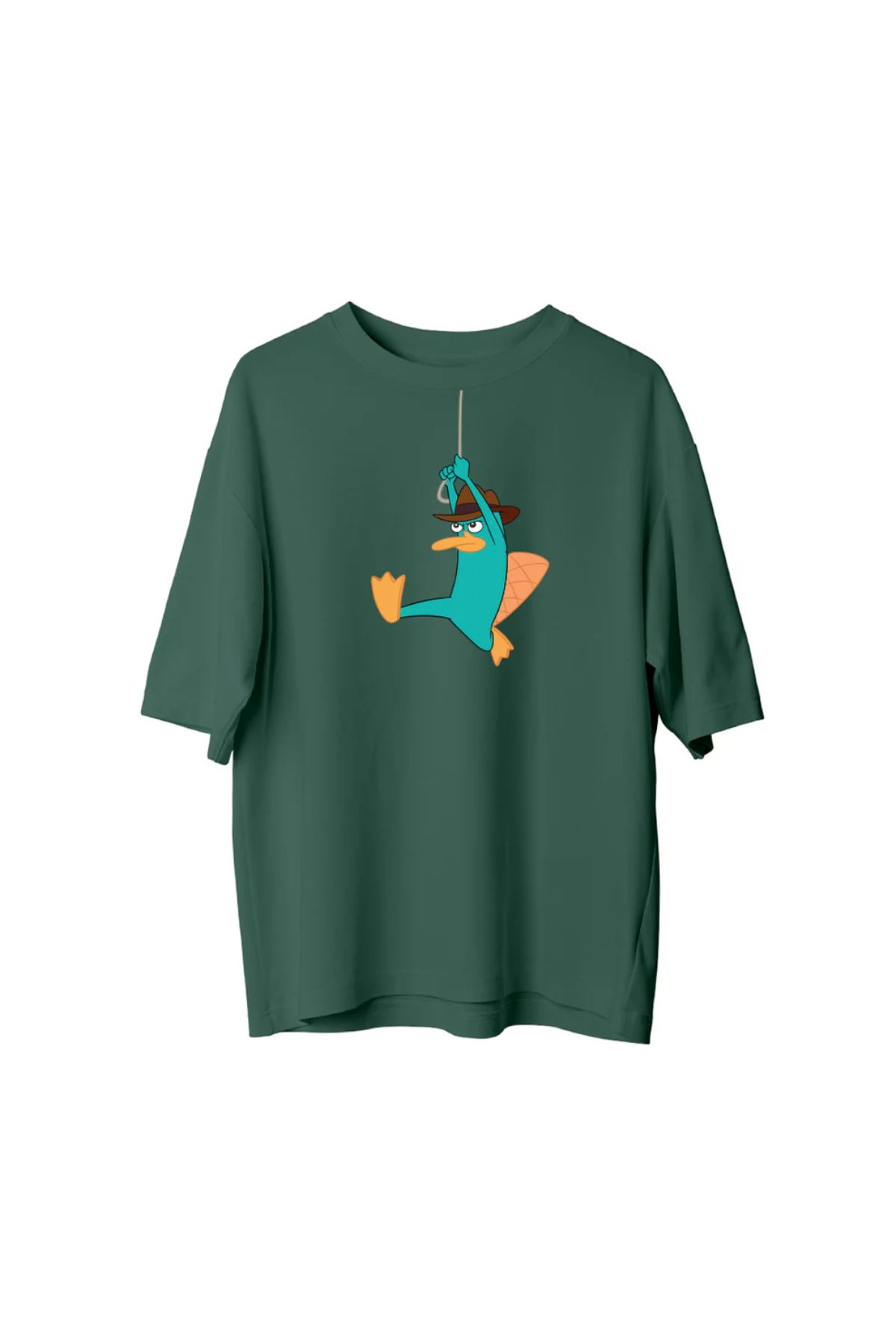 Koklonmoda Büyük Beden Unisex Ornitorenk Baskılı Oversize T-Shirt