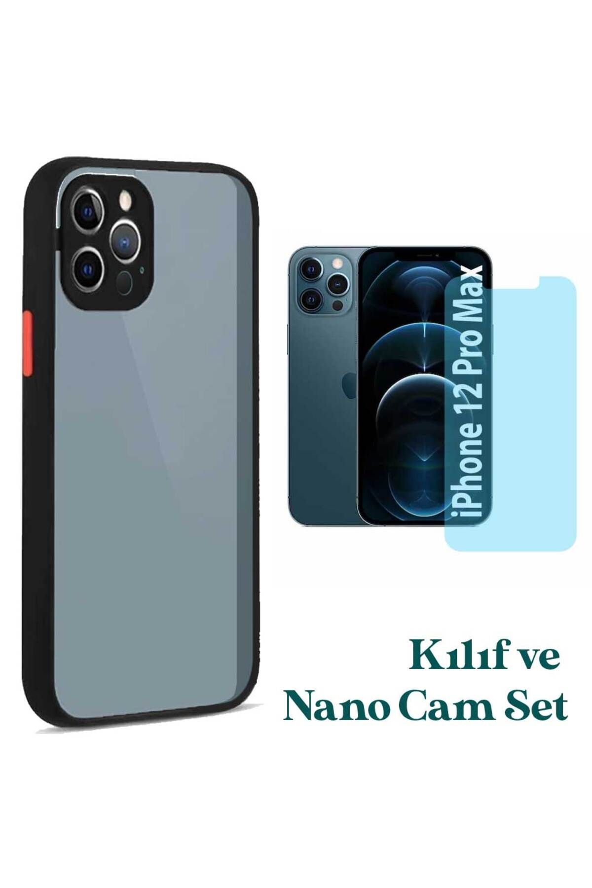Smart Tech Apple iPhone 12 Pro Max Uyumlu Montreal Kılıf Ve Nano Cam Ekran Koruyucu Set