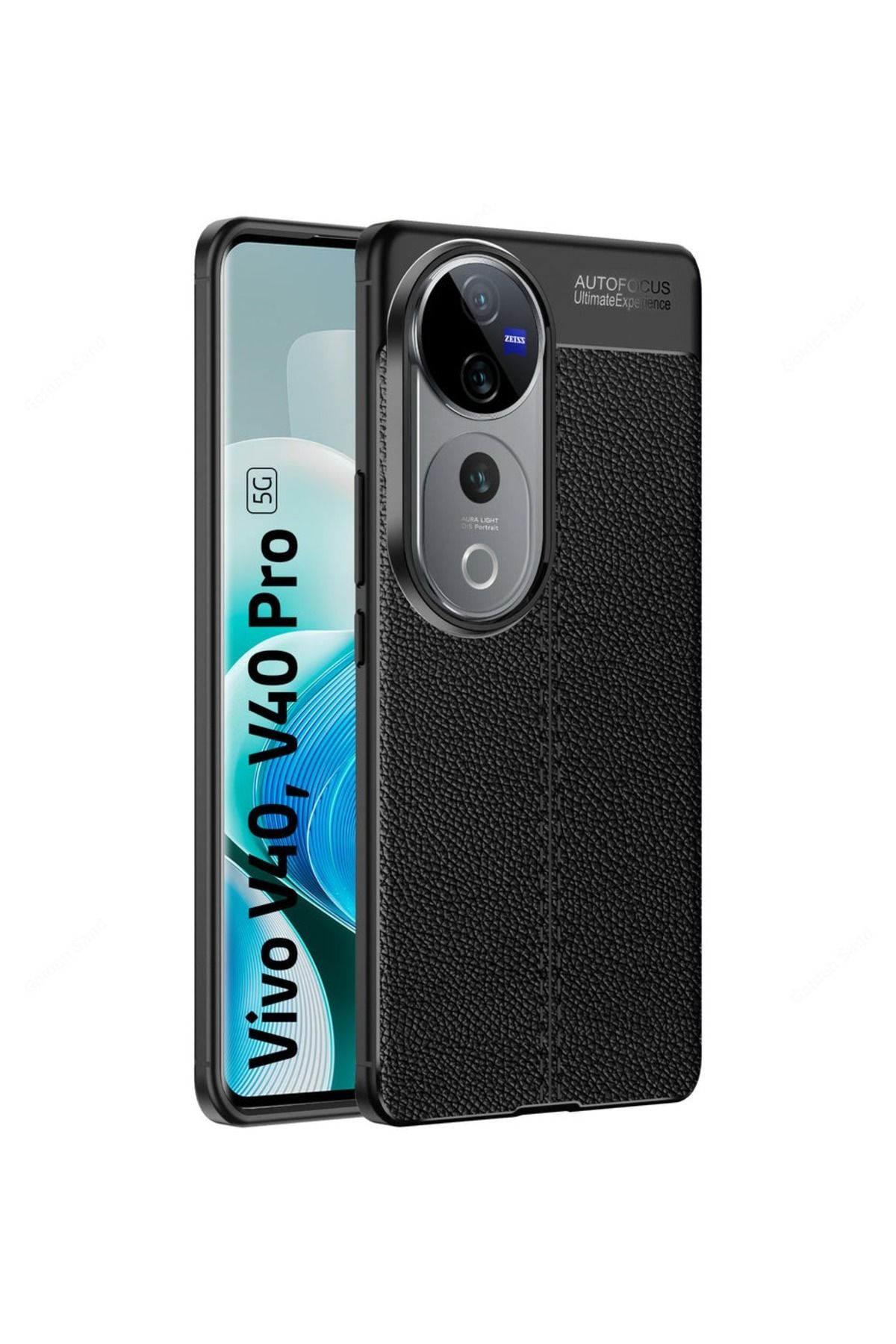NANOSPACE Vivo V40 İle uyumlu Kılıf Niss Deri Desen Silikon Siyah
