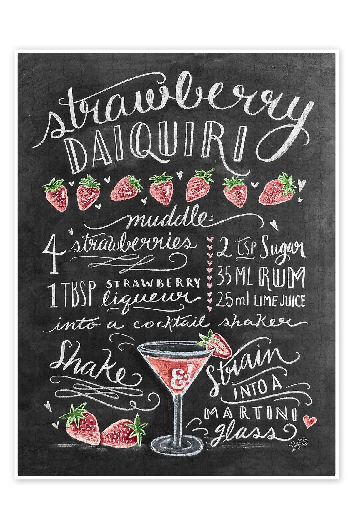 Jeronkarji Çilekli Daiquiri tarifi 500 Parça Puzzle Yapboz Mutfak Temalı Yetişkinler için
