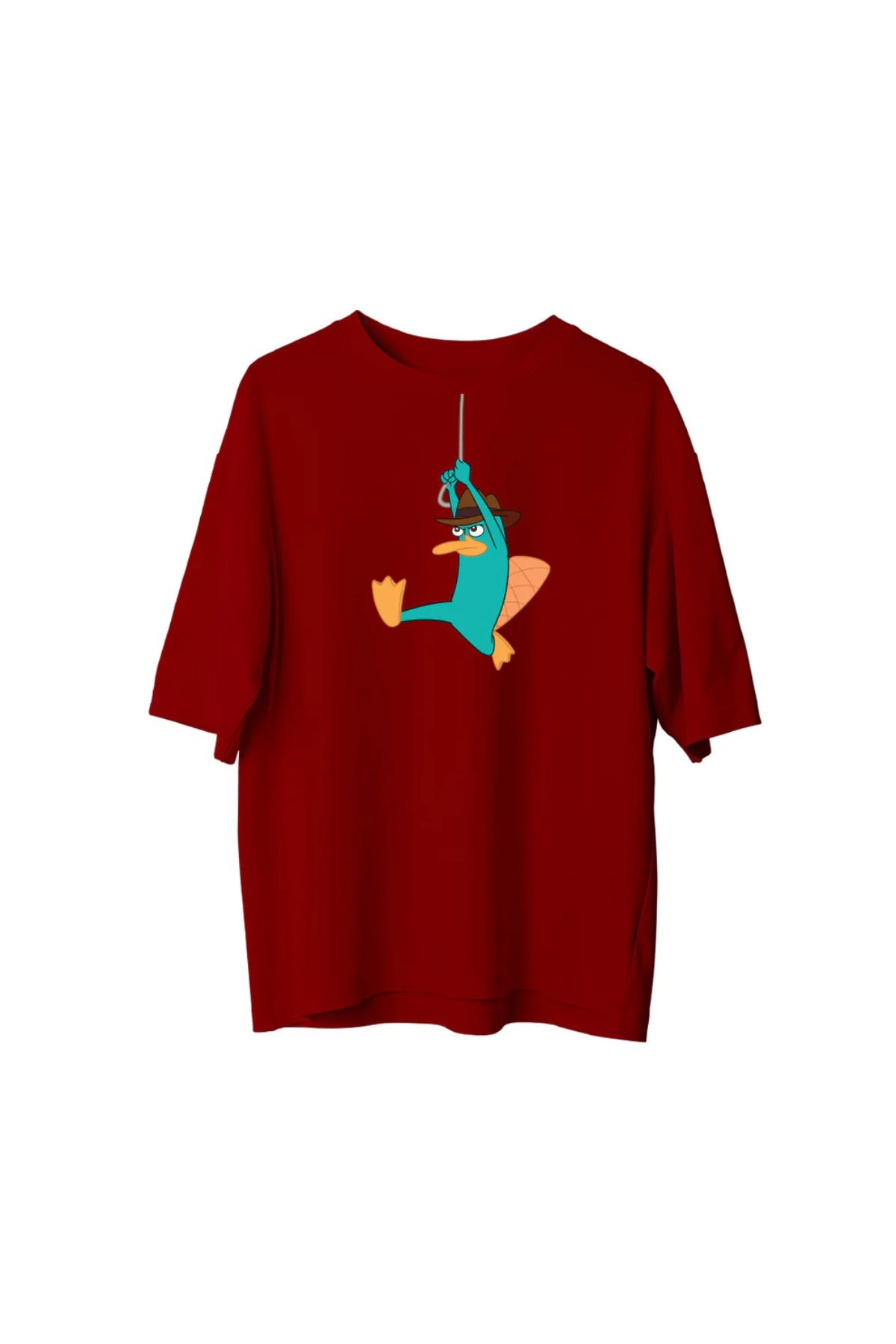 Koklonmoda Büyük Beden Unisex Ornitorenk Baskılı Oversize T-Shirt