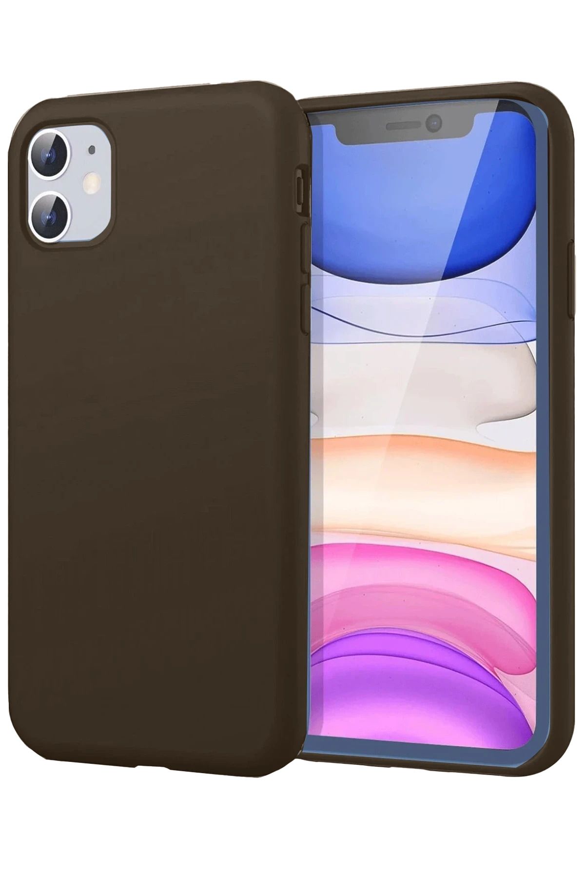 CepteToptan iPhone 11 Kılıf First Silikon - Kahverengi