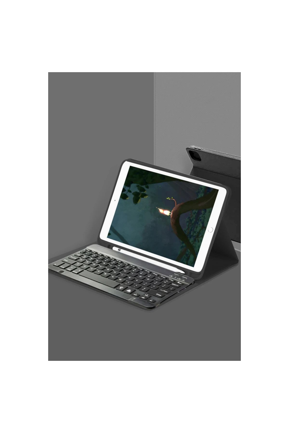 Toptan Bulurum iPad Air 11 (2024) Kılıf KC01 Smart Klavyeli Tablet Kılıfı - Siyah