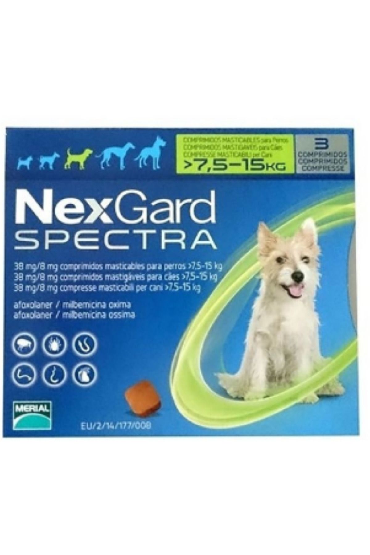 Orqinel Nexgar-d Spectr-a Köpek İç Dış Anti Parazit Uzaklaştırıcı 7.5-15 kg arası