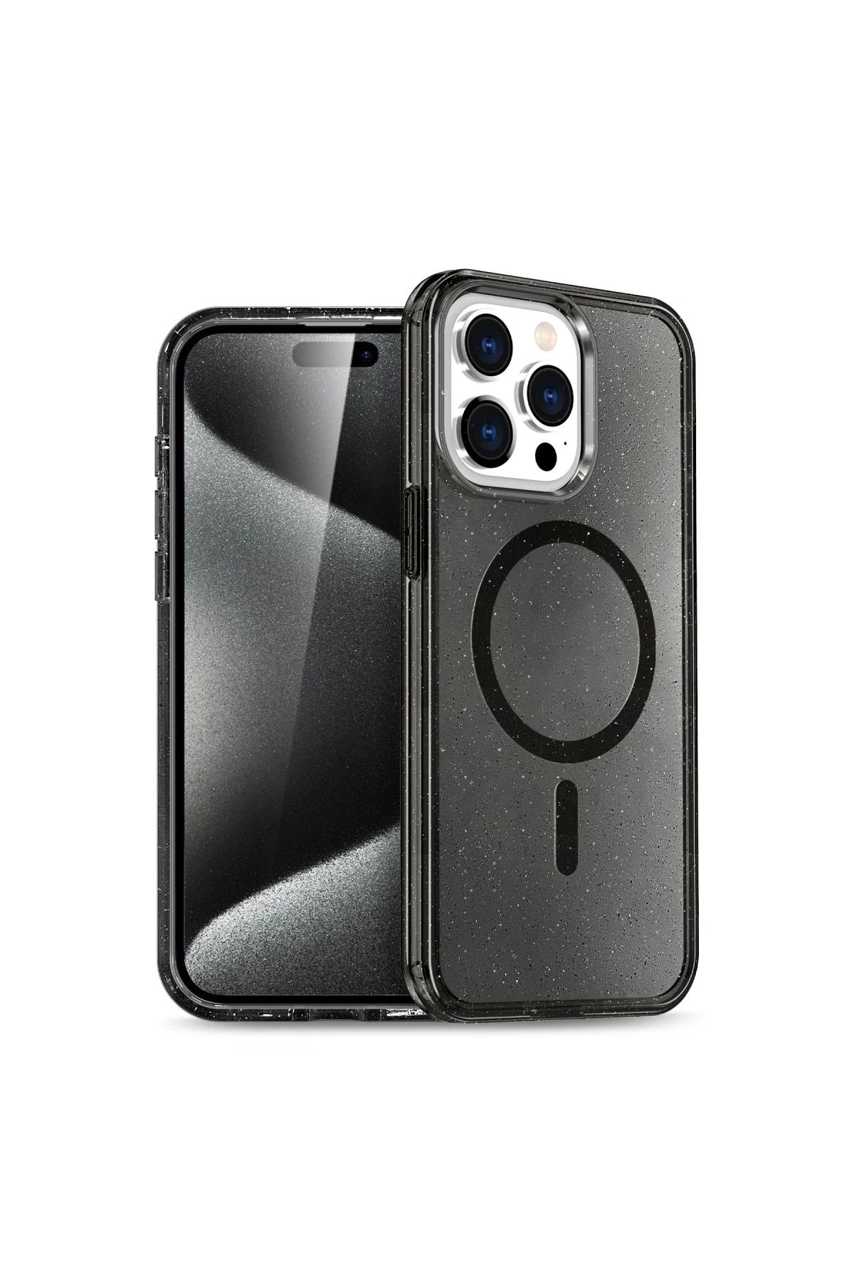 Toptan Bulurum iPhone 16 Pro Kılıf Glow Magsafe Kapak - Siyah