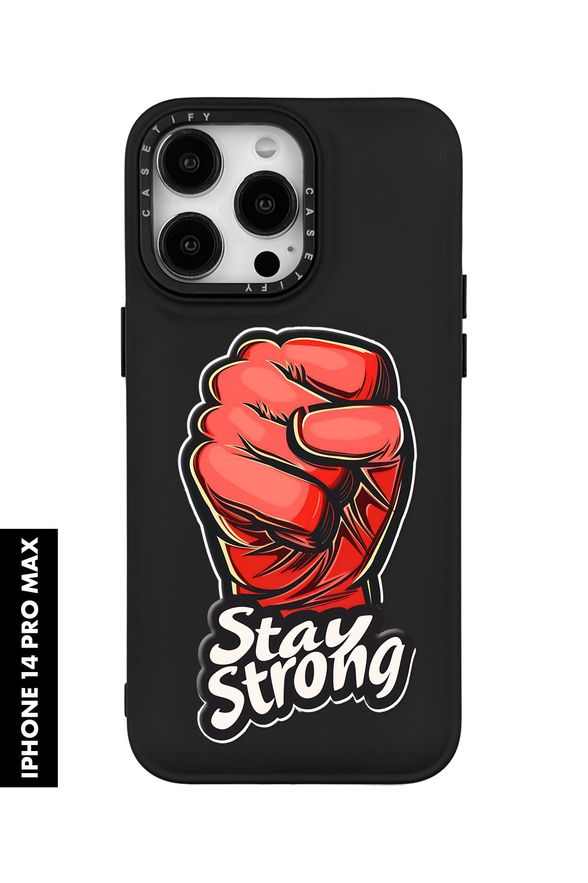 mooodcase iPhone 14 Pro Max Uyumlu Stay Strong Desenli Silikonlu Pillow Kılıf