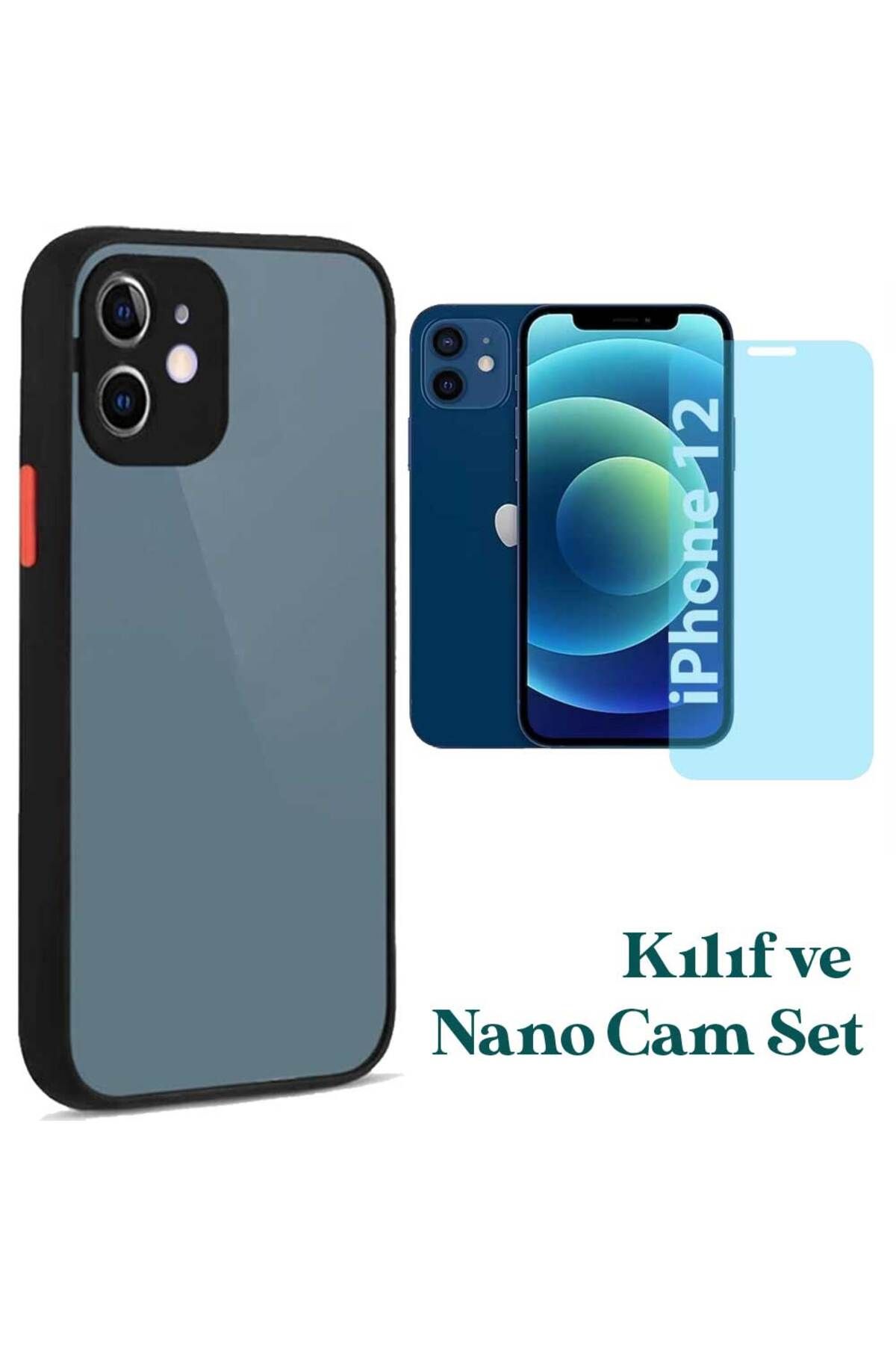 Smart Tech Apple iPhone 12 Uyumlu Montreal Kılıf Ve Nano Cam Ekran Koruyucu Set
