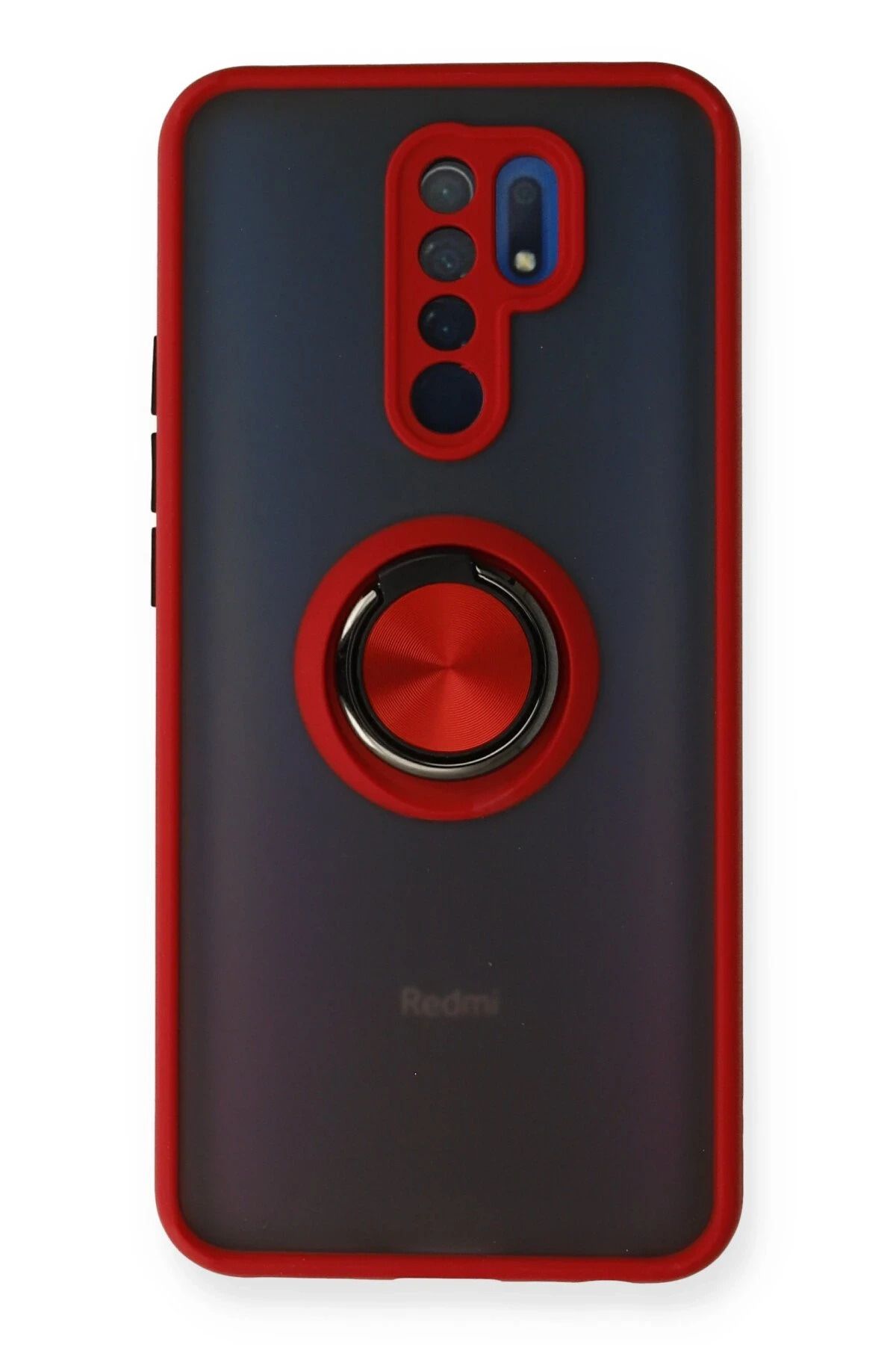 CepteToptan Xiaomi Redmi 9 Kılıf Montreal Yüzüklü Silikon Kapak - Kırmızı