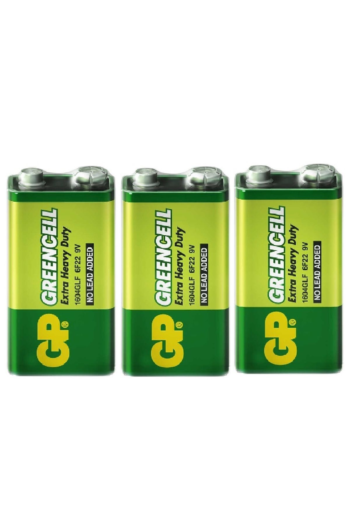 ANKTEK YENİ (3 Adet) 9 Volt GP Greencell Pil Extra Güçlü GP1604G Çift Başlı