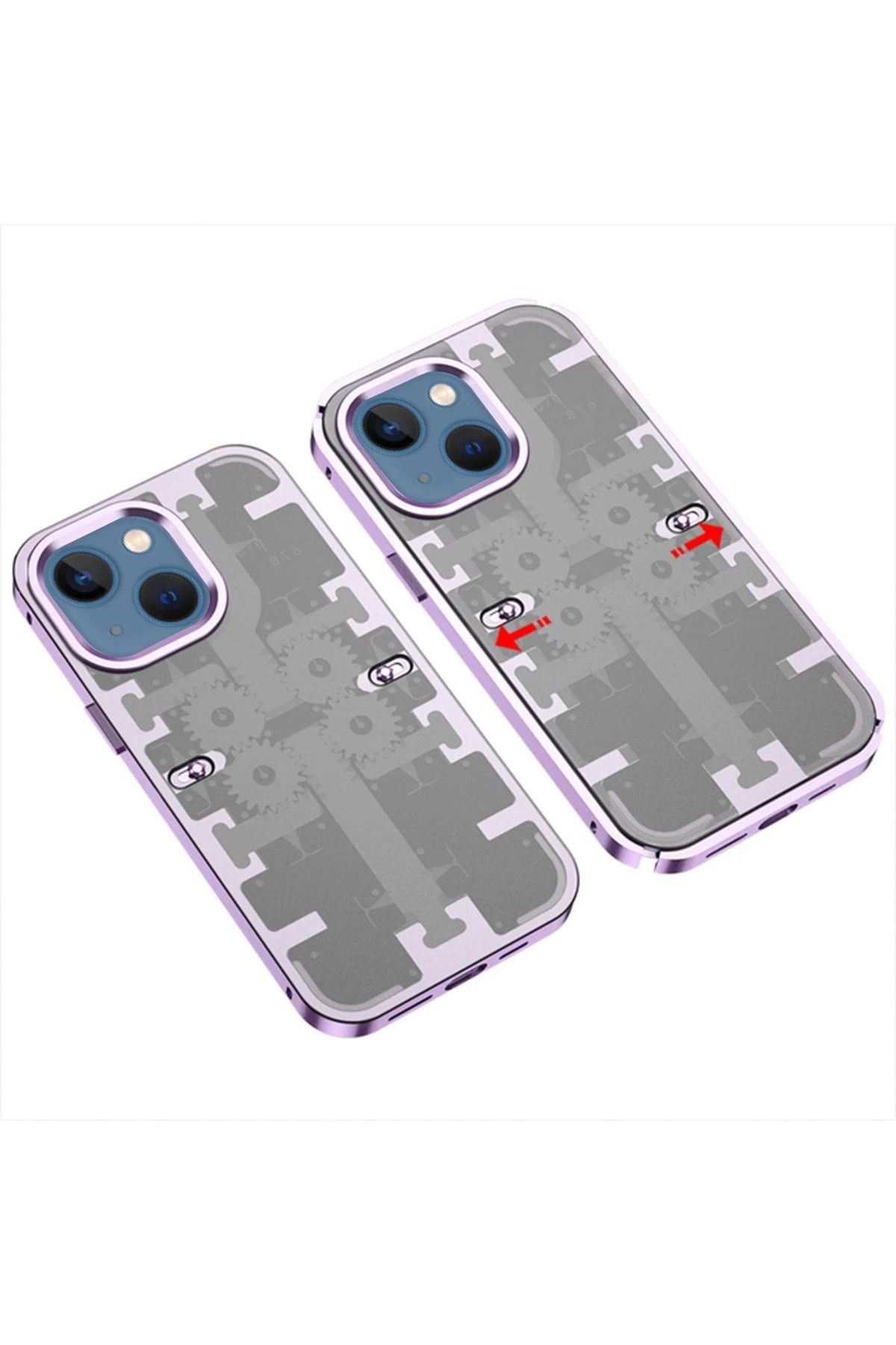 CepteToptan iPhone 14 Kılıf Mekanik Bumper Kapak - Derin Mor