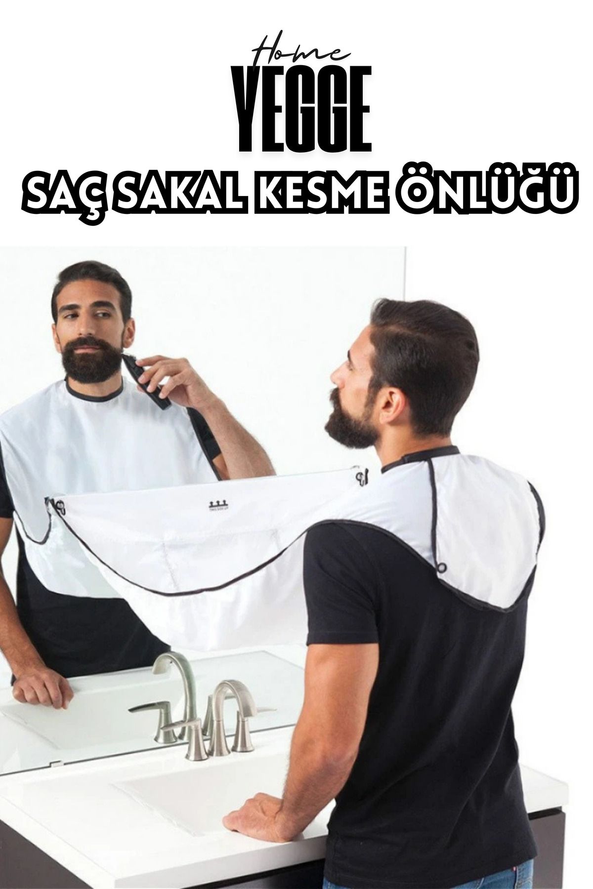 YEGGE Saç Sakal Kesme Tıraş Önlüğü - Vantuzlu Traş Önlüğü Beyaz Traş Örtüsü