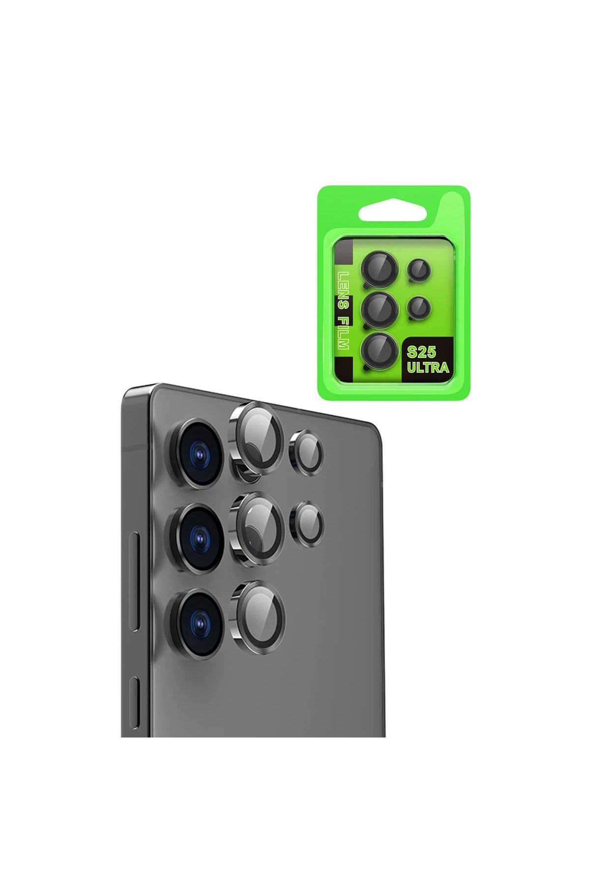 Toptan Bulurum Samsung Galaxy S25 Ultra Raze Metal Kamera Lens - Siyah