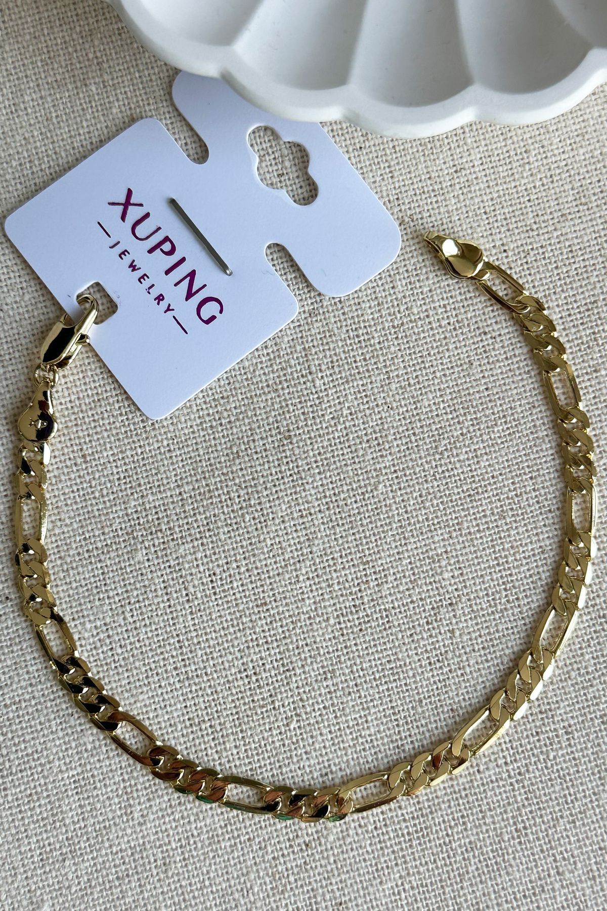 Modacaprea Xuping 14K 19 cm Ataş Figaro Model Kadın Bileklik – Altın Renk | Kararmaz Şık Xuping Takı
