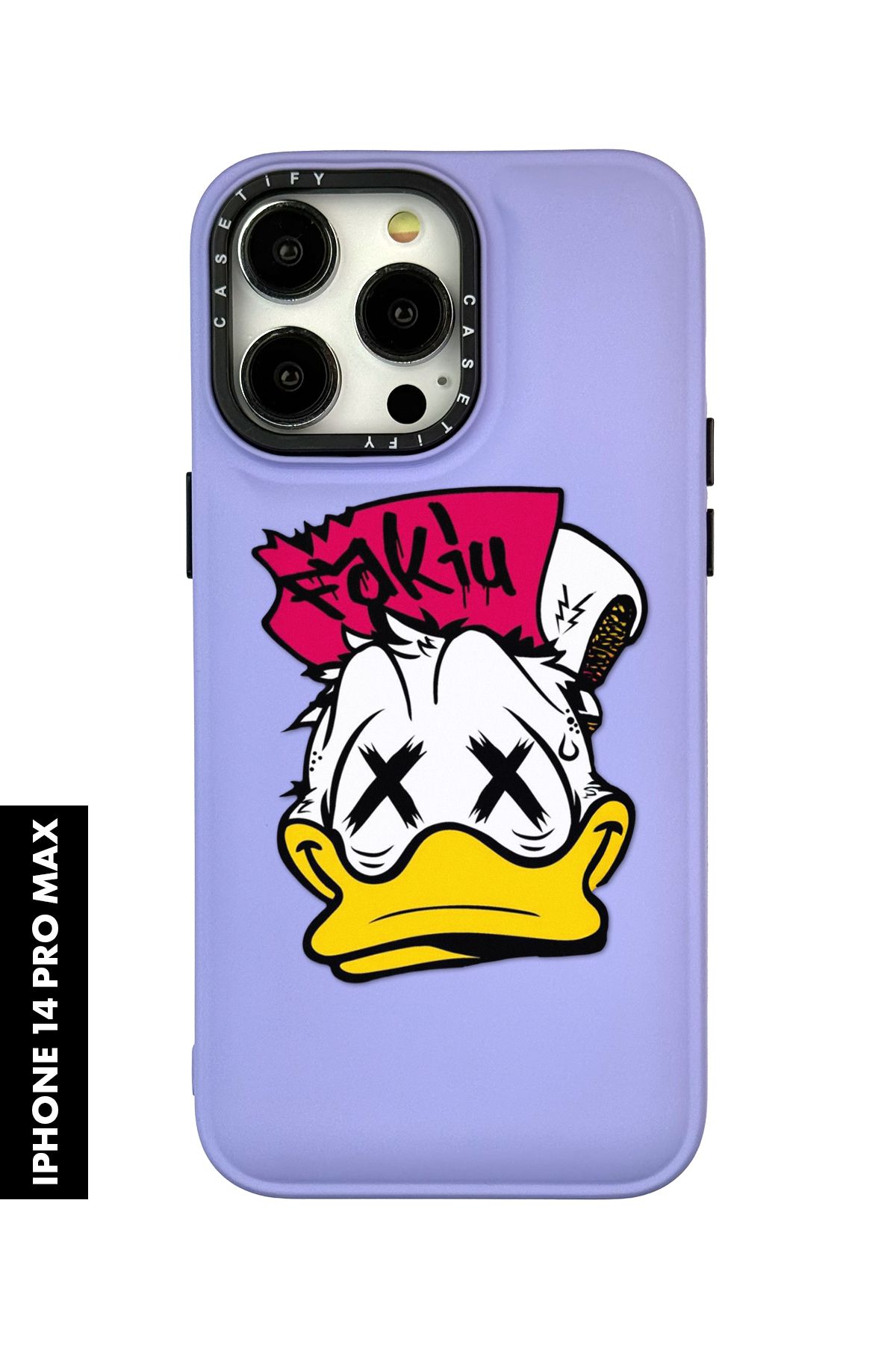 mooodcase iPhone 14 Pro Max Uyumlu Punc Duck Desenli Silikonlu Pillow Kılıf