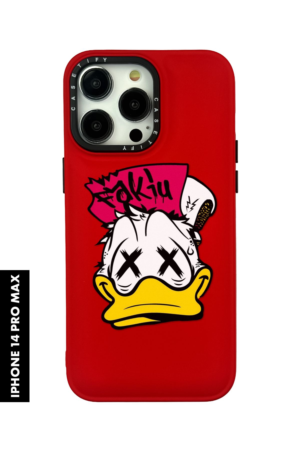mooodcase iPhone 14 Pro Max Uyumlu Punc Duck Desenli Silikonlu Pillow Kılıf