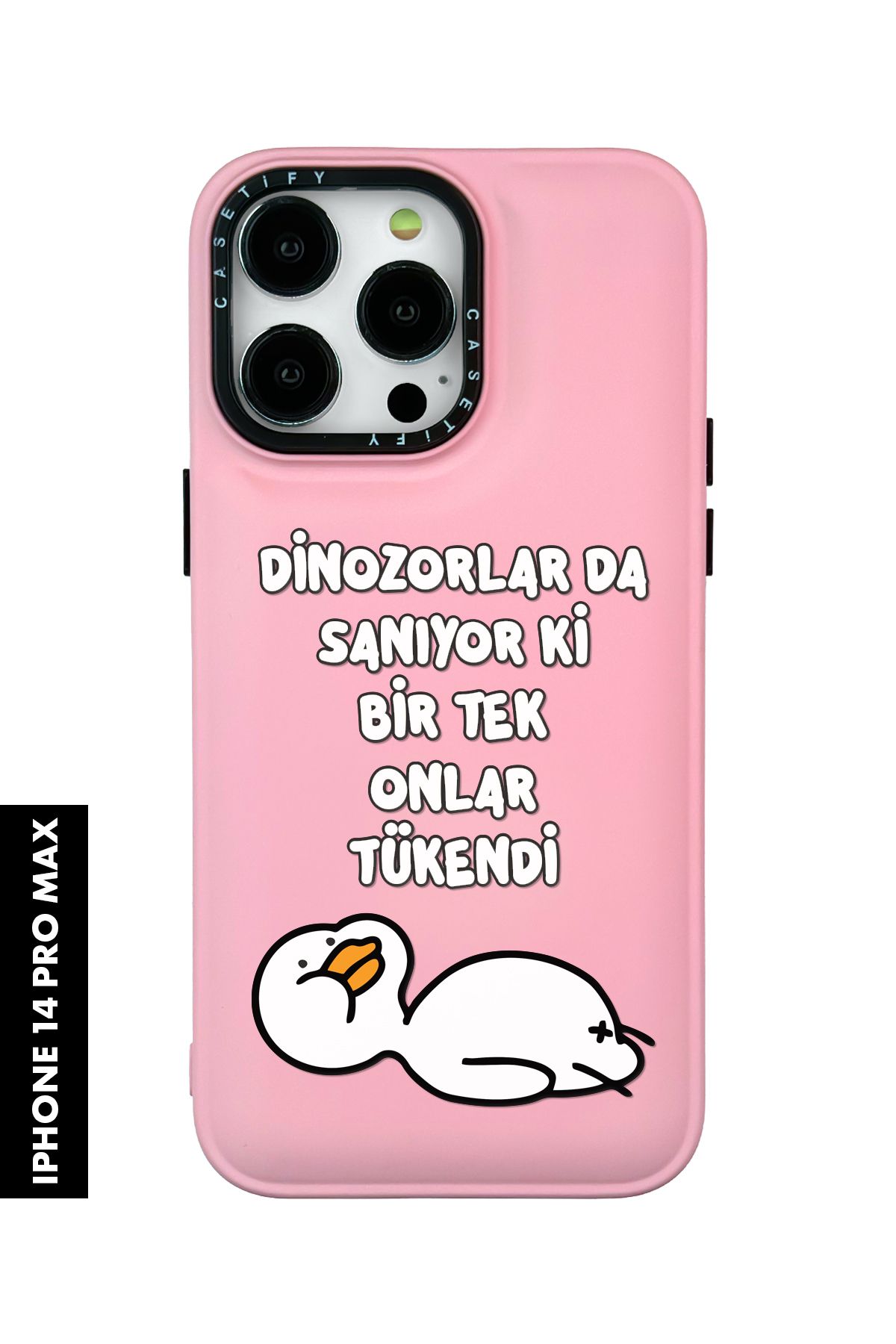 mooodcase iPhone 14 Pro Max Uyumlu Yıkık Ördek Desenli Silikonlu Pillow Kılıf