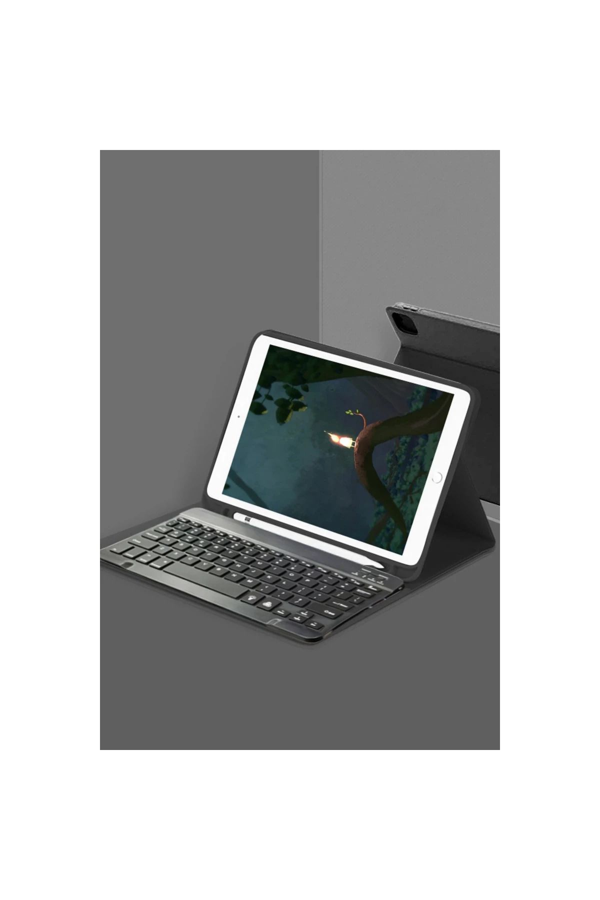 Toptan Bulurum Samsung Galaxy T737 Tab S7 FE 12.4 Kılıf KC01 Smart Klavyeli Tablet Kılıfı - Siyah