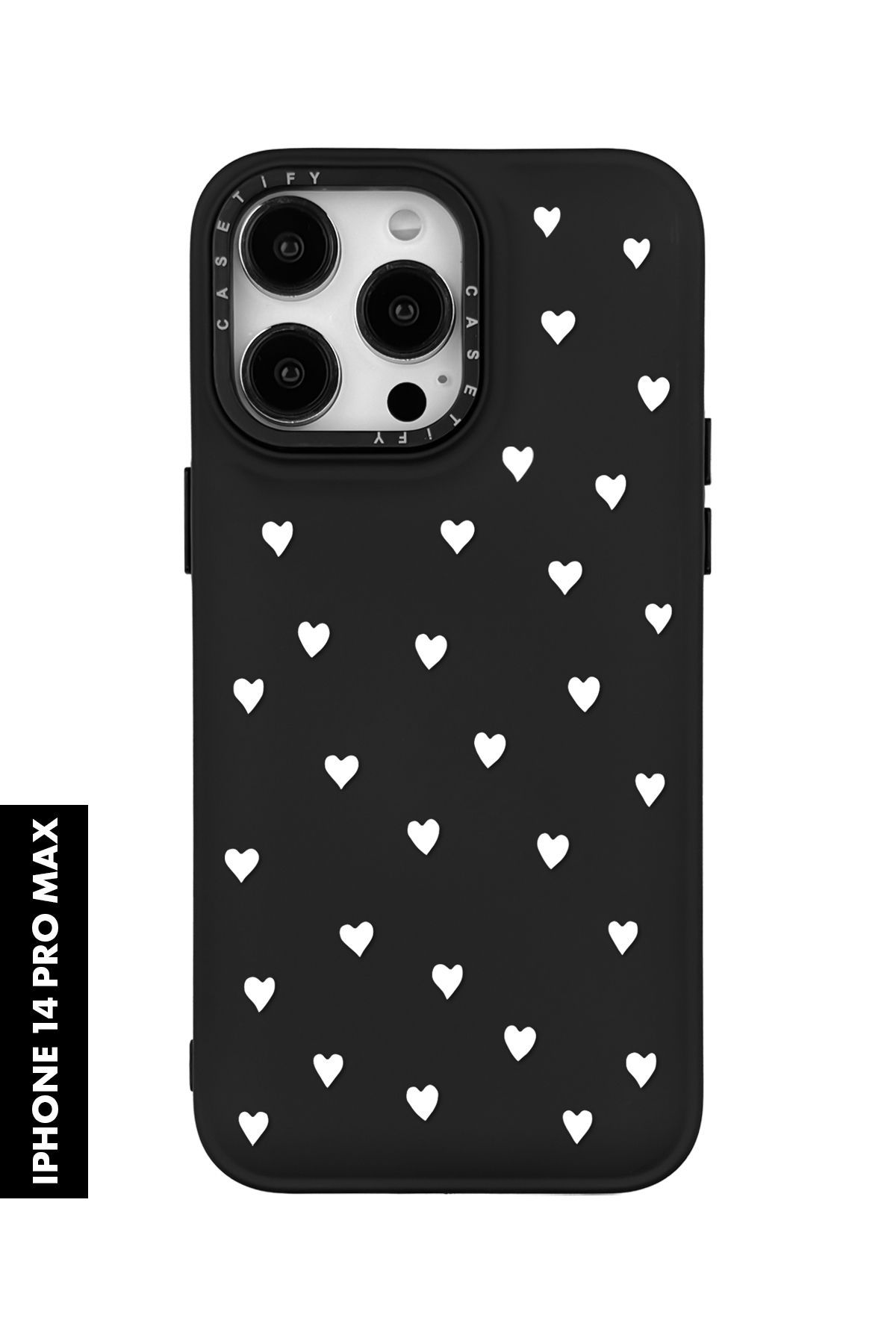 mooodcase iPhone 14 Pro Max Uyumlu Beyaz Kalpler Desenli Silikonlu Pillow Kılıf