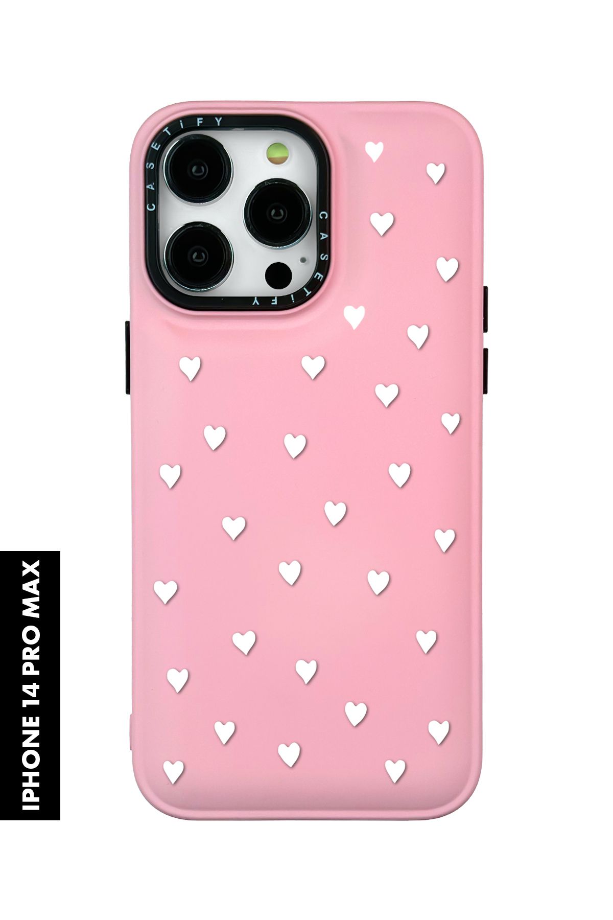 mooodcase iPhone 14 Pro Max Uyumlu Beyaz Kalpler Desenli Silikonlu Pillow Kılıf