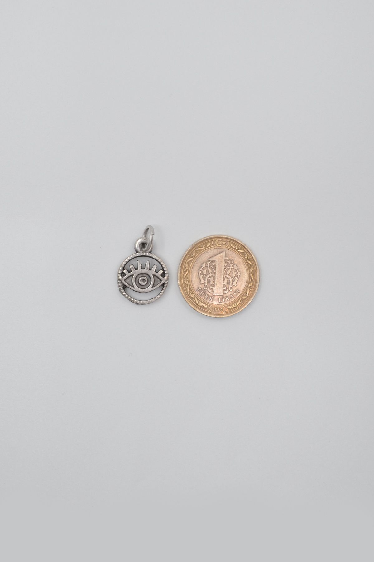 Bu Farklı-Minimalist Eye - Breloc Evil Eye - Placat cu argint antic - Femei Bărbați 5