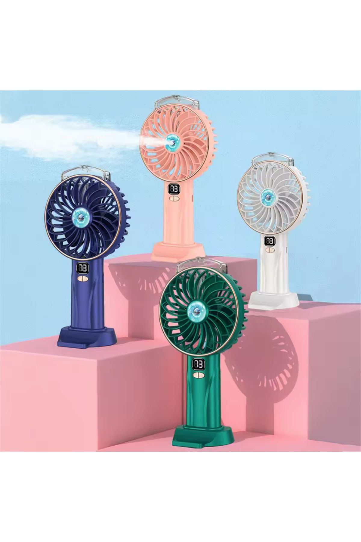 CRK TECH Su Buharlı Taşınabilir Mini El Fanı Turbo Fan 4.000mAh Batarya Karışık Renk