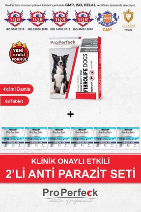 pro perfeck Etkili 20-40 Kg Köpek İç Dış Parazit Seti Herbal 4 Damla 6 Tablet