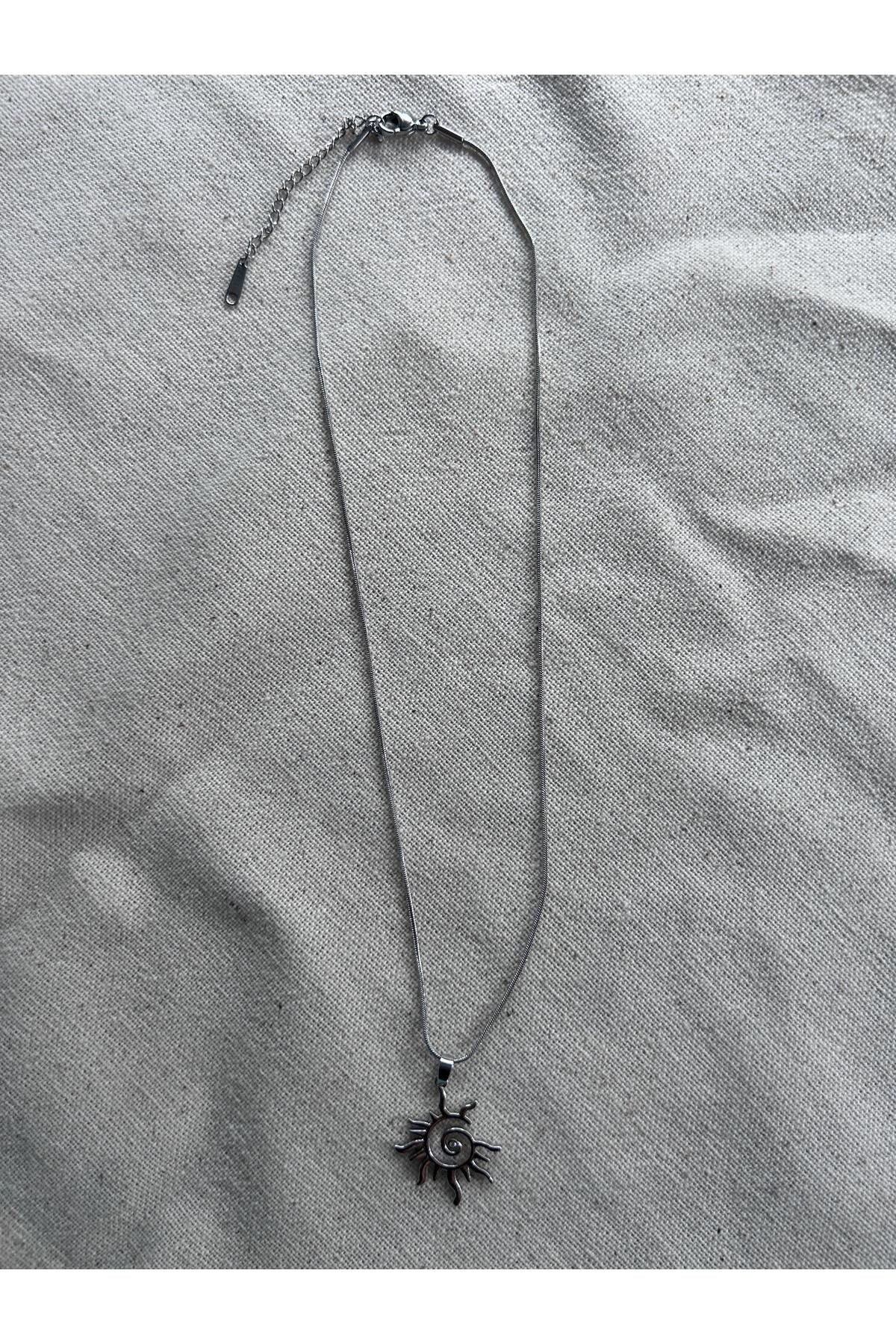 soleah Silver Güneş (Sun) Çelik Kolye 45cm