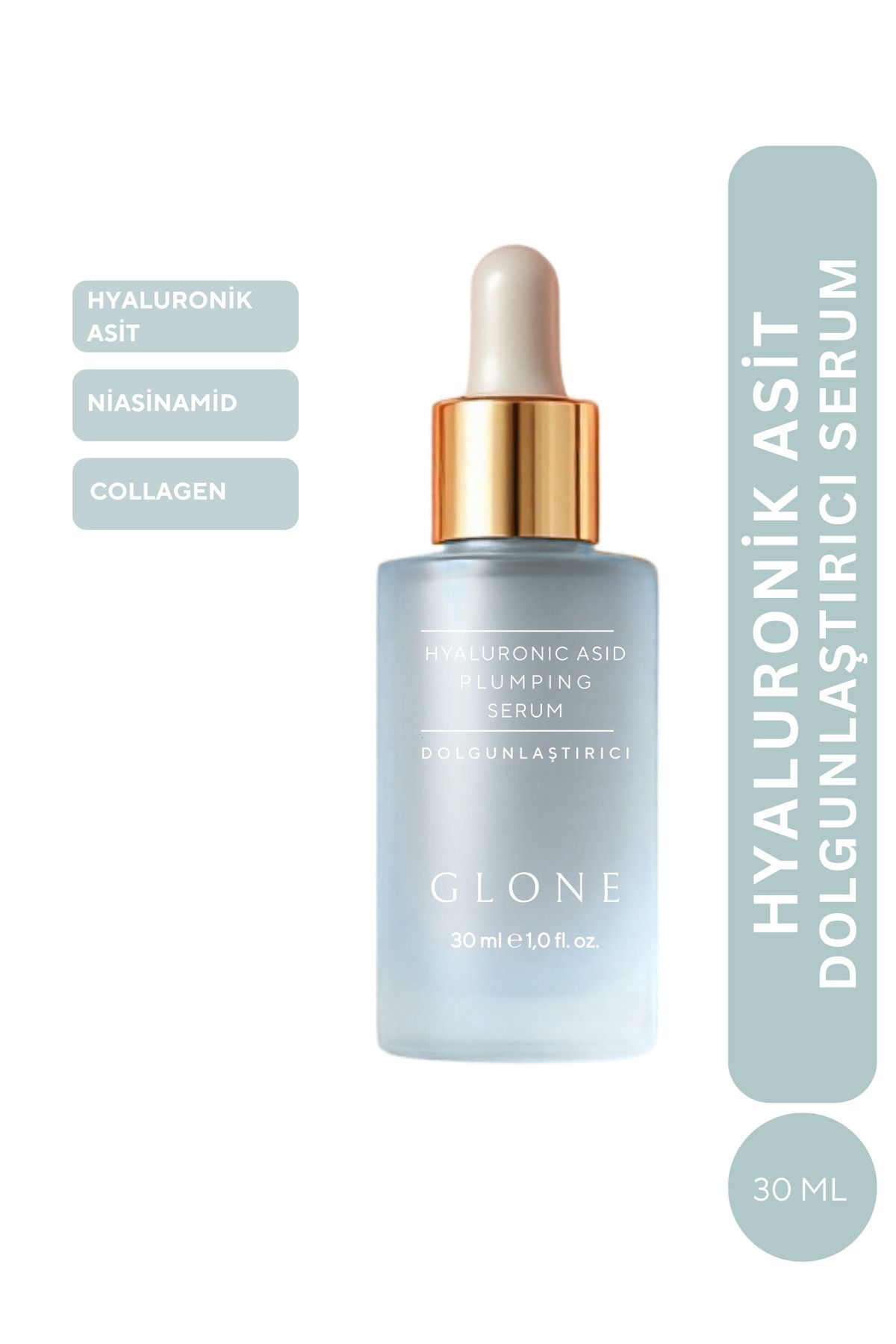GLONE Hyaluronik Asit Dolgunlaştırıcı Serum 30ml | Collagen, Niacinamide & Panthenol İle Nem ve Dolgunluk