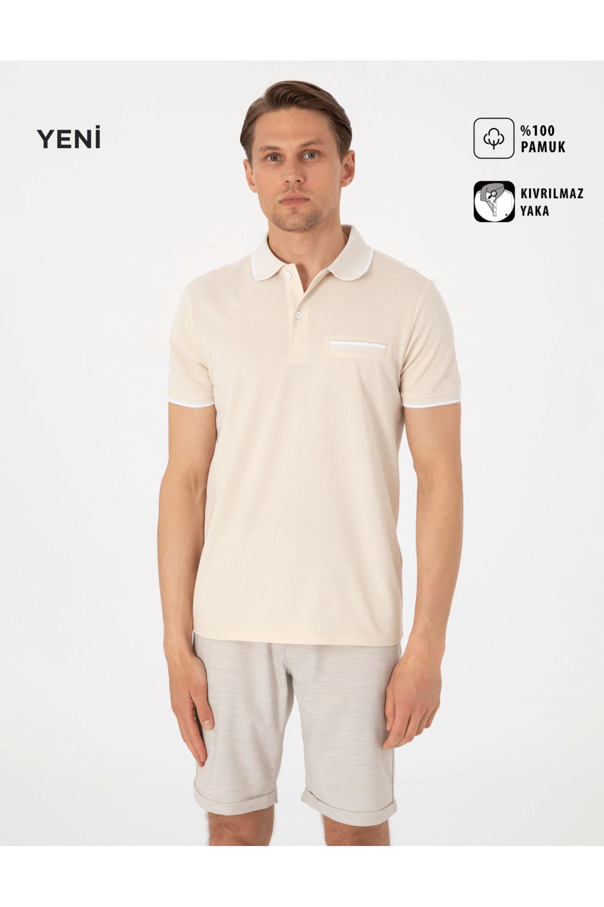 Pierre Cardin Bej Slim Fit T-Shirt