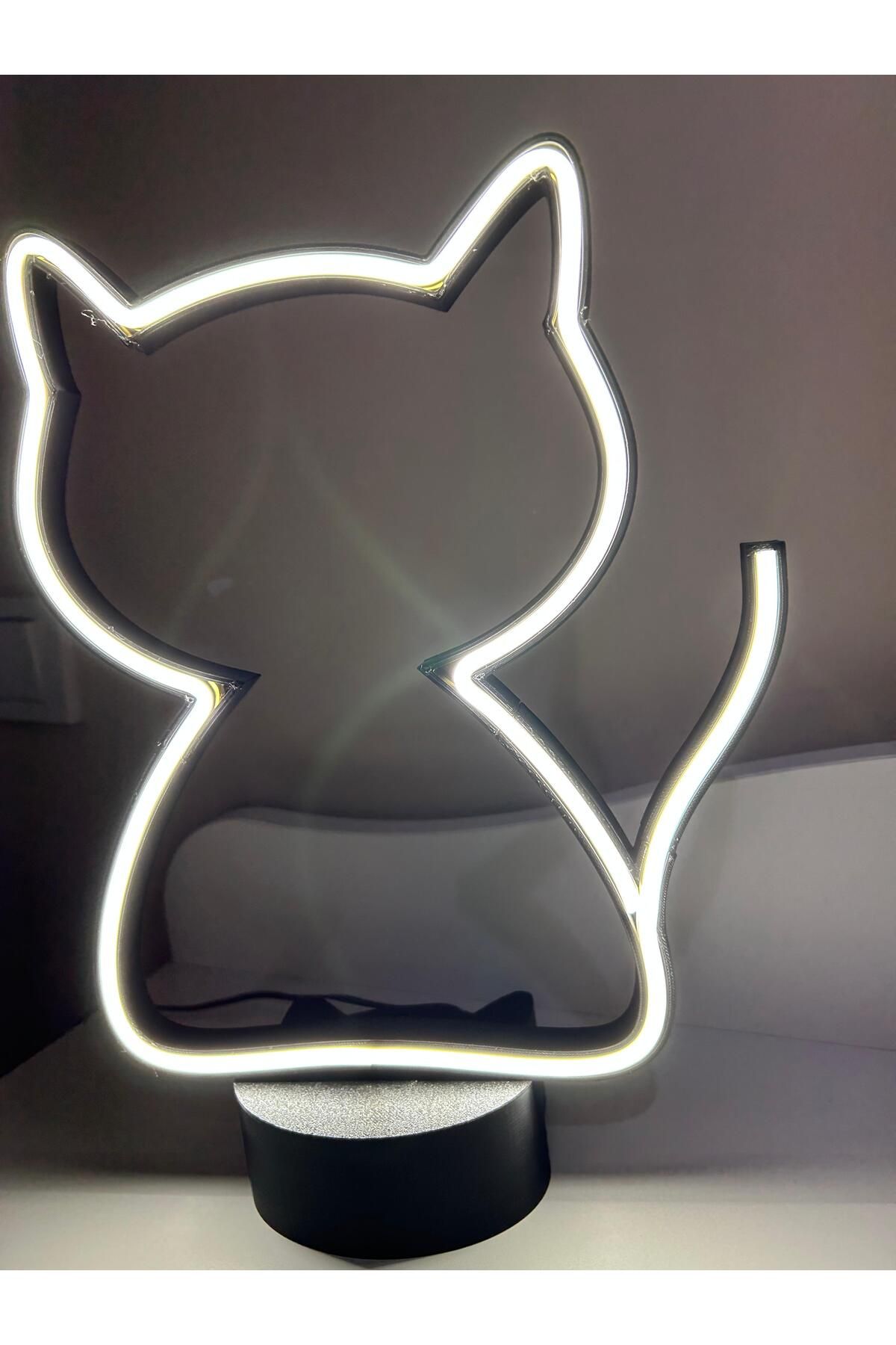 Neon Kedi Neon LED Lamba - 12V Adaptörlü - Aç Kapa Düğmeli - Dekoratif Lamba