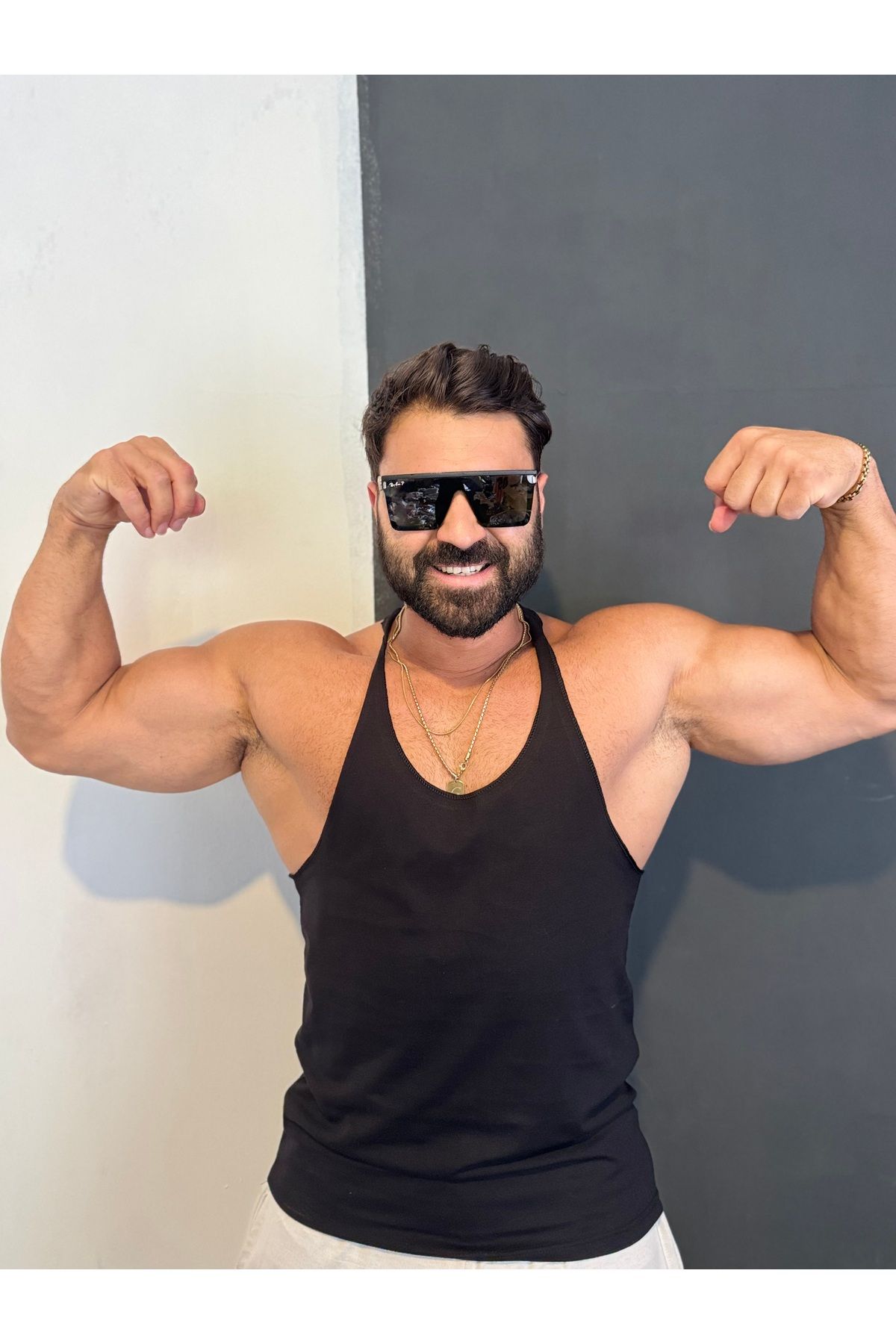 Bas Body FitnessWear İnce İpli Fitness Atlet Penye Kumaş Spor Fitness