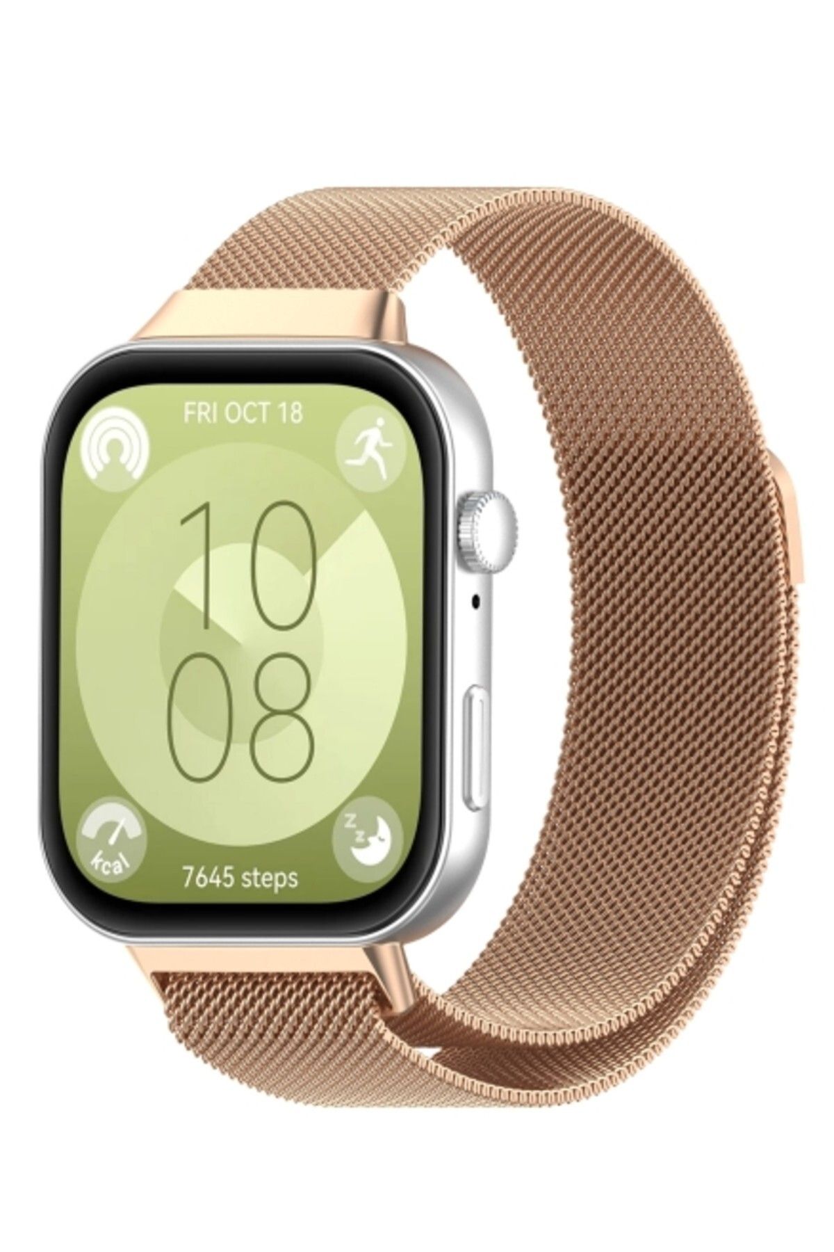 corcishop Huawei Watch Fit 3/4/4 Pro Uyumlu Hasır Metal Örgü Işlemeli Mıknatıslı Kordon Kayış