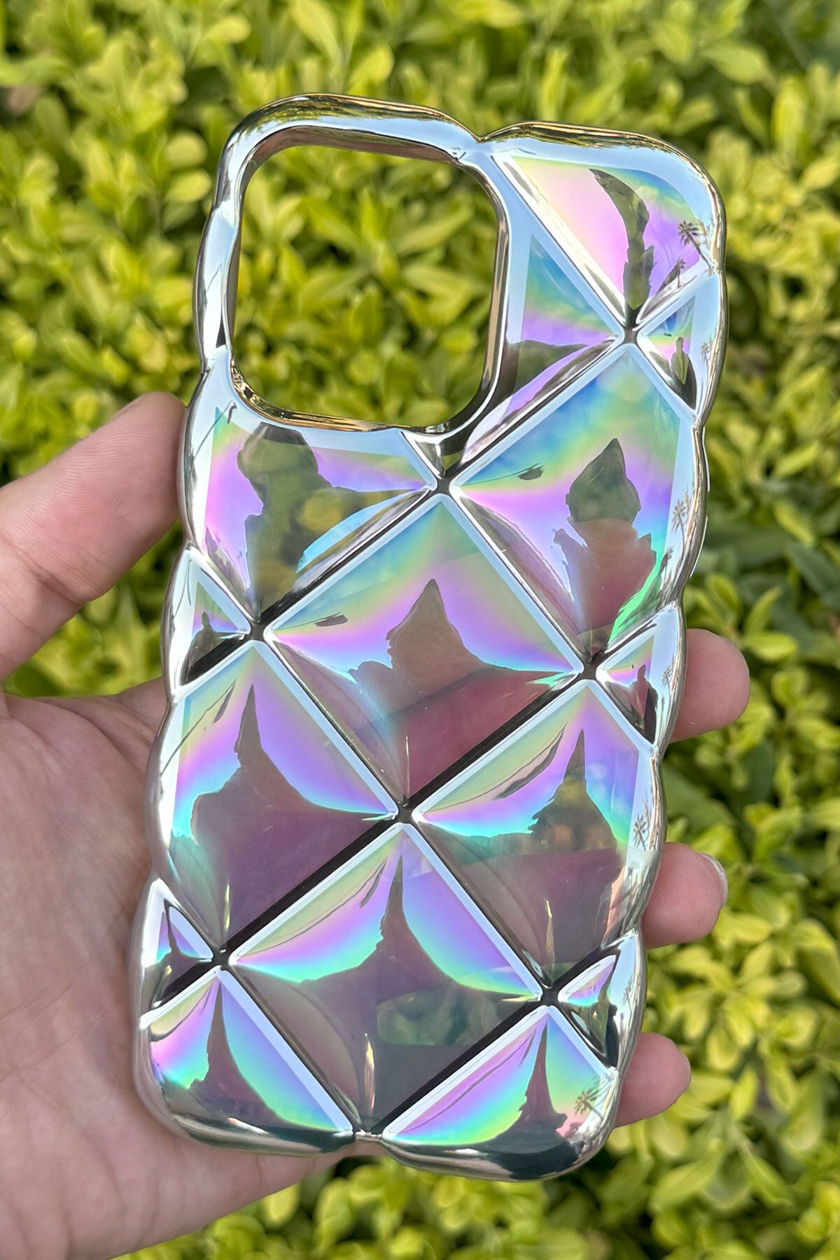 CEPSTOK Apple iPhone 14 Pro Kılıf Hologramlı Pofuduk Darbe Önleyici Silikon Kapak