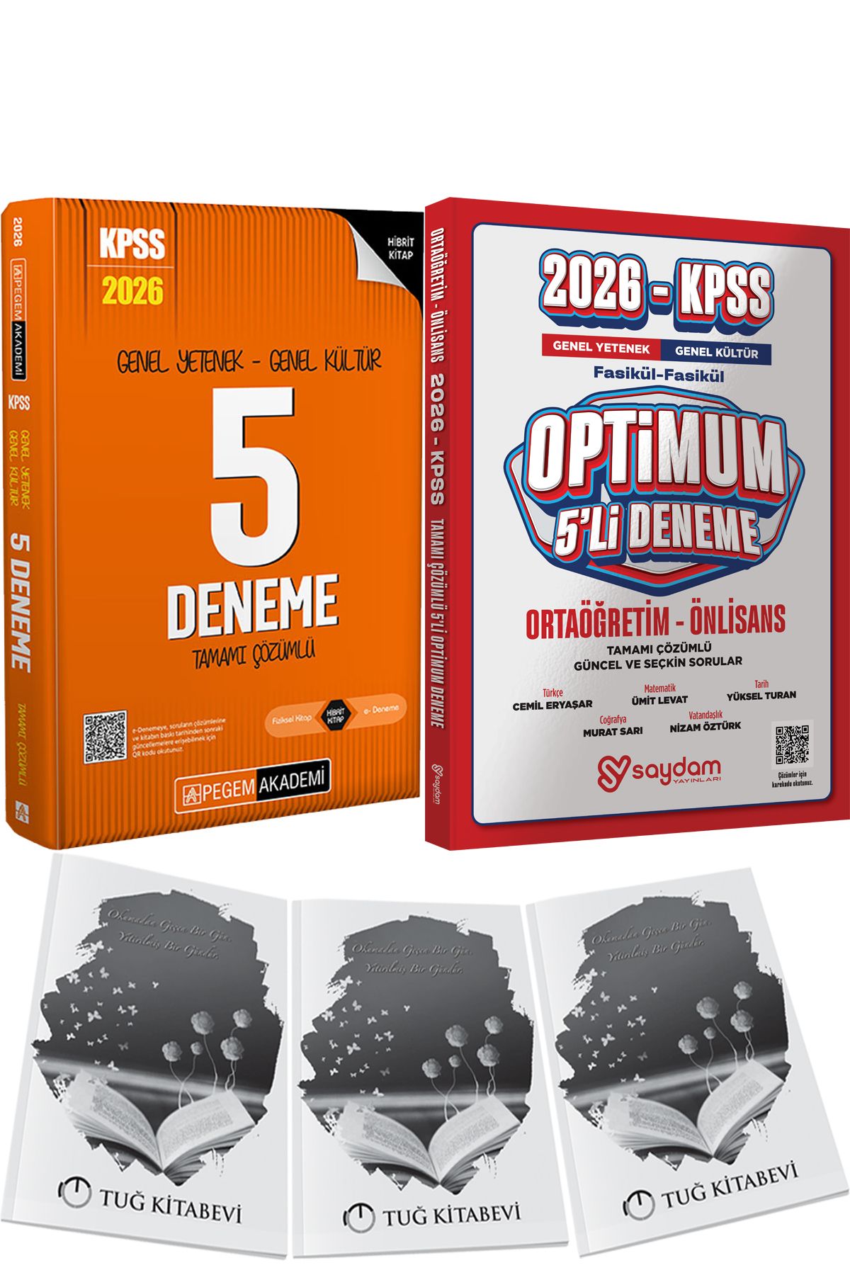 Pegem Akademi Yayıncılık 2026 KPSS Genel Yetenek Genel Kültür Tamamı Çözümlü 5 Deneme - Optimum 5 Deneme + Hediye