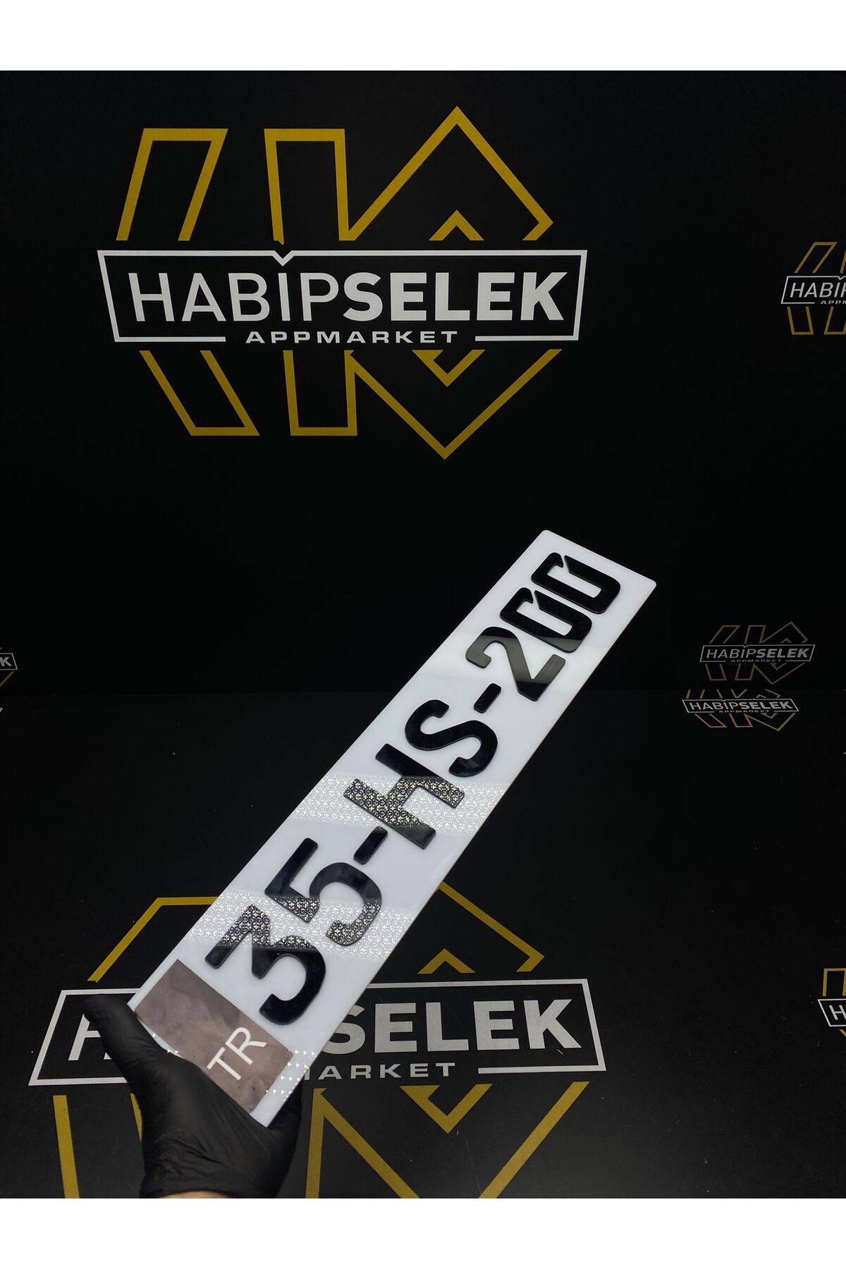Habip Selek App Market Kişiye Özel Siyah TR'Li Dekor Pleksi Plaka (1 adet )