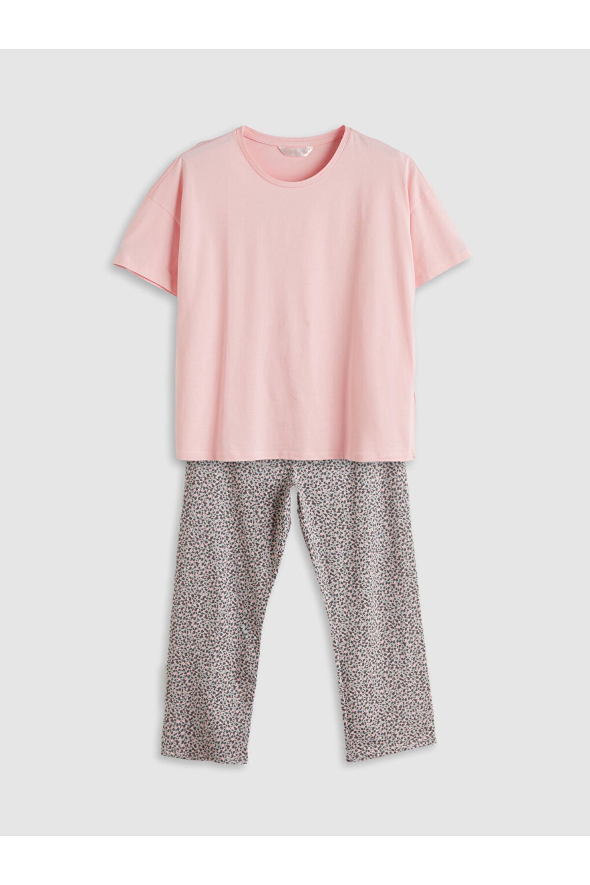LC Waikiki-Sparkling Selections from Shining Store |   Gray Plus Size Patterned Women's Pajama Set 5