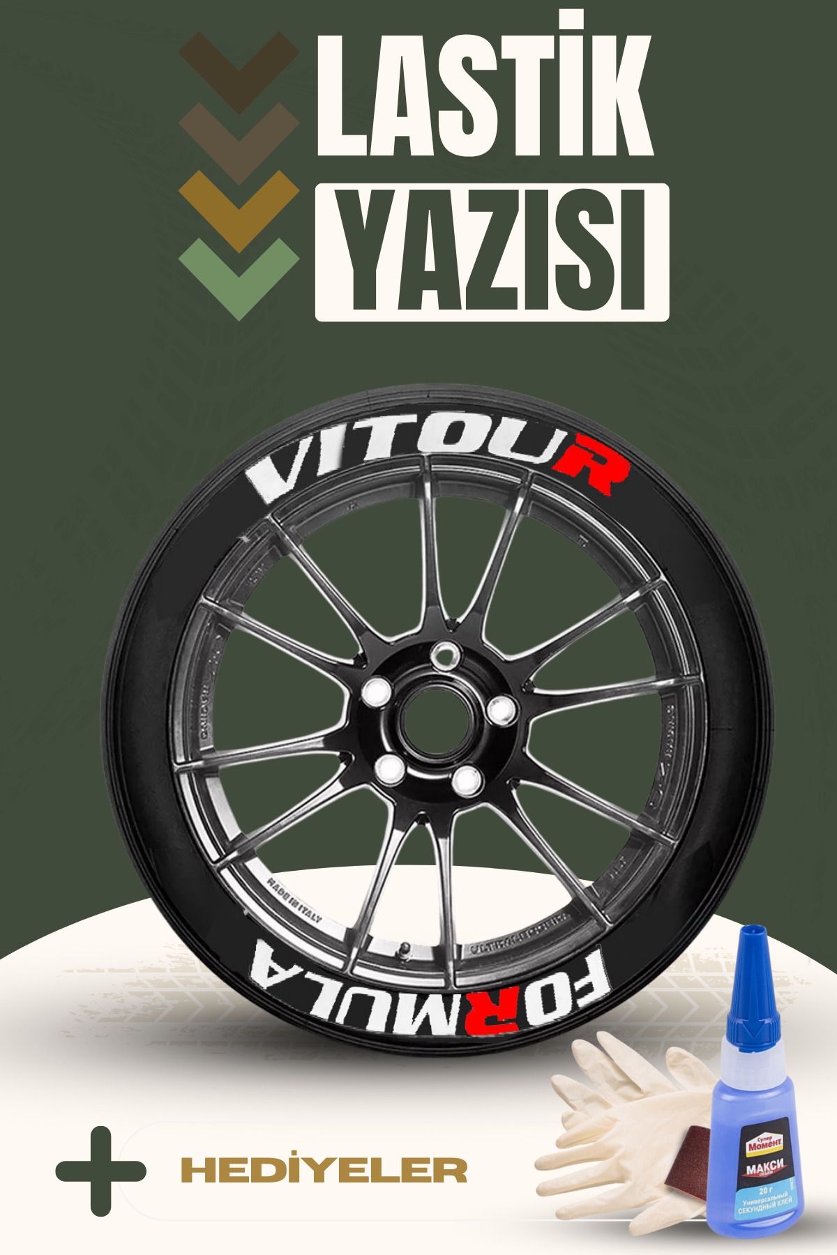 Baghes Vitour Formula Kırmızı Motosiklet Ve Otomobil Araç 3d Oto Lastik Yazısı Sticker Arma Seti – 8 Adet