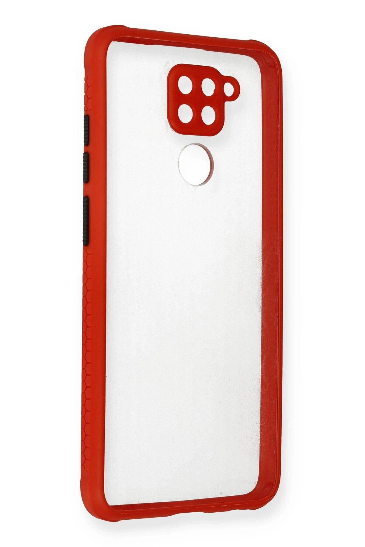 CepteToptan Xiaomi Redmi Note 9 Kılıf Miami Şeffaf Silikon - Kırmızı