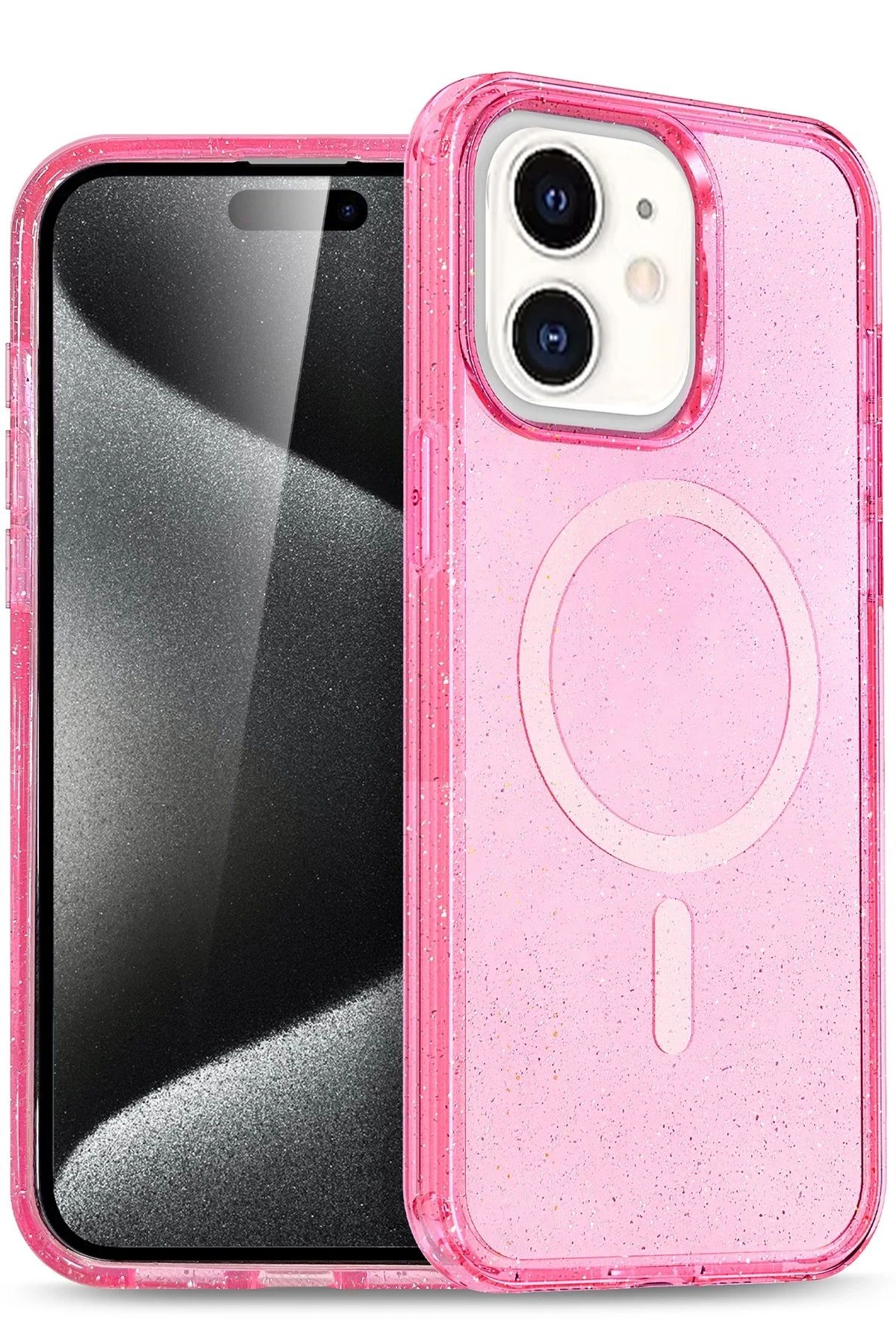 CepteToptan iPhone 12 Kılıf Glow Magsafe Kapak - Pembe