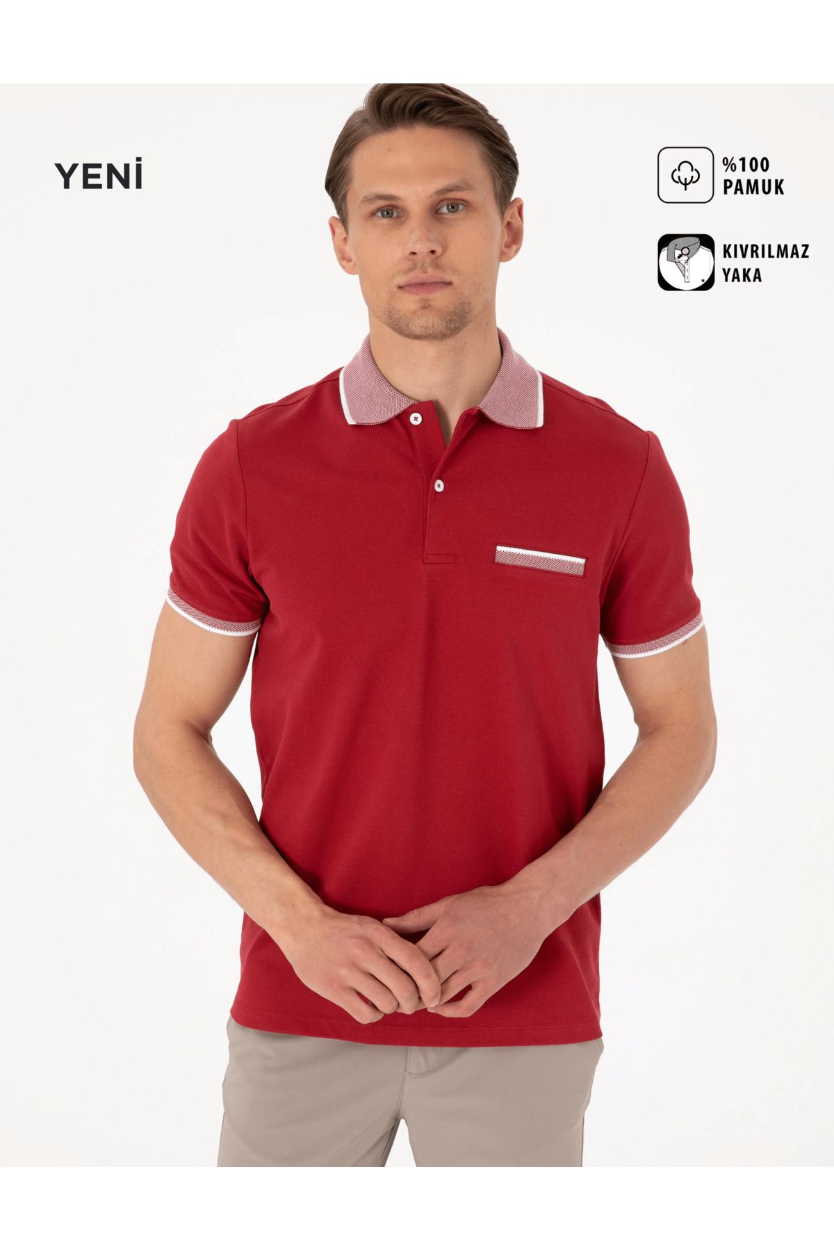 Pierre Cardin Nar Çiçeği Slim Fit T-Shirt
