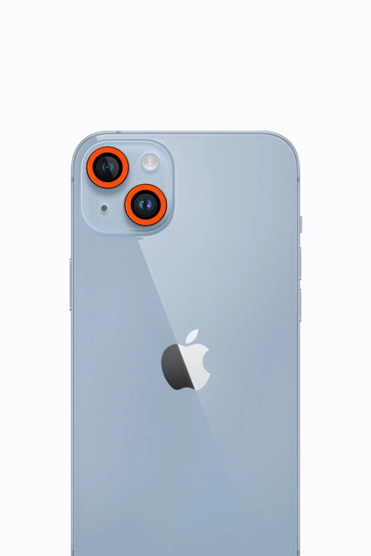 CepteToptan iPhone 13 Uyumlu  Neon Fosforlu Kamera Lens - Turuncu