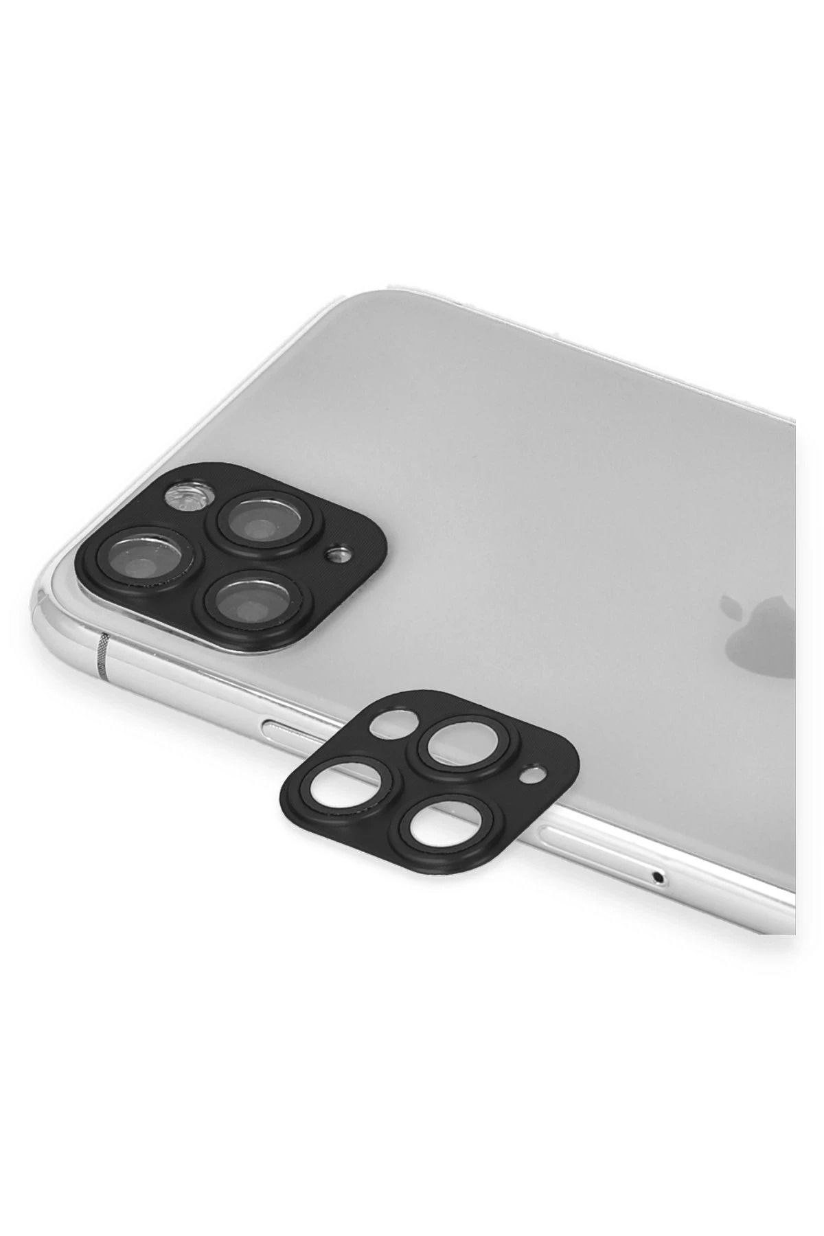 CepteToptan iPhone 11 Pro Max Pers Alüminyum Kamera Lens - Siyah