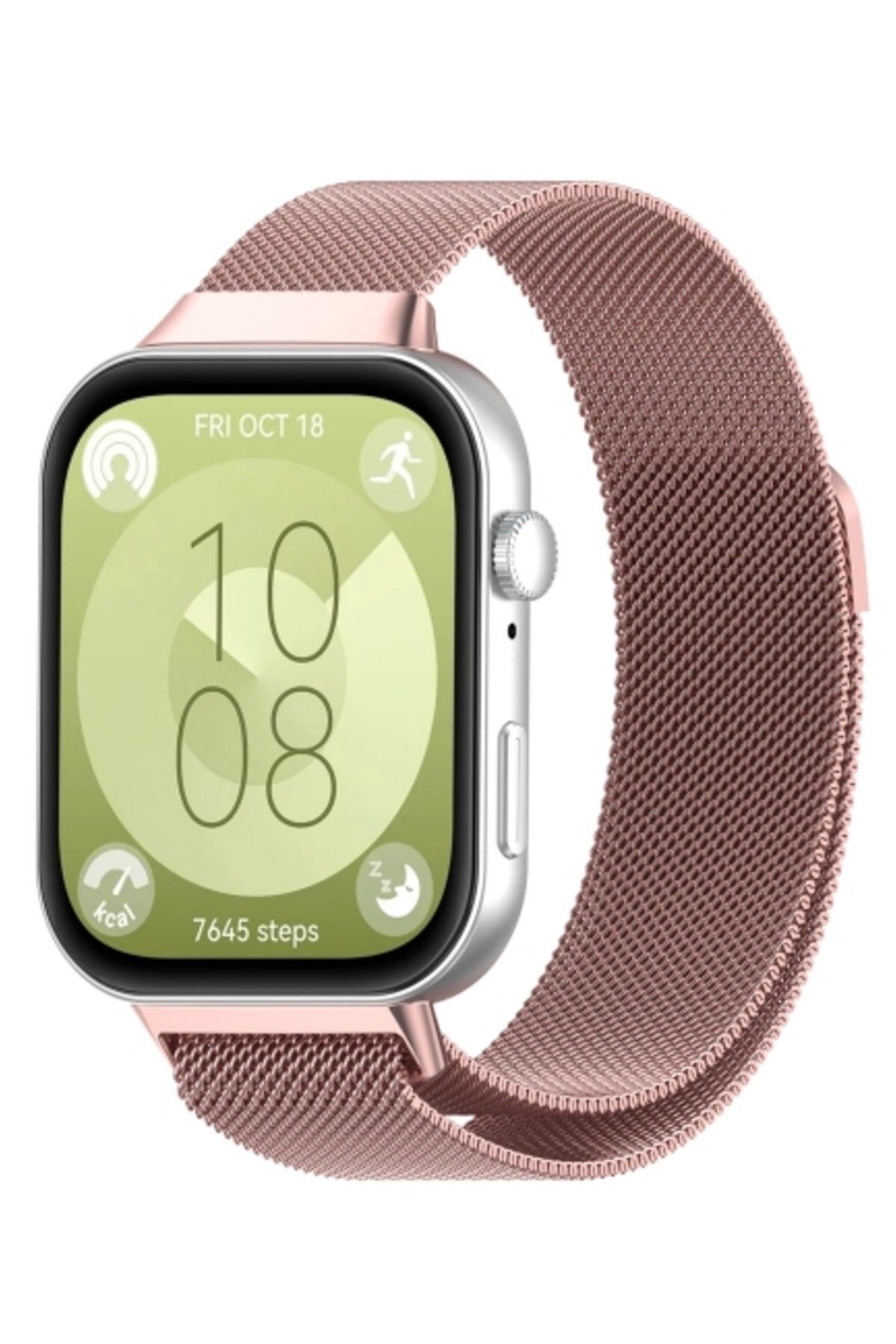 corcishop Huawei Watch Fit 3/4/4 Pro Uyumlu Hasır Metal Örgü Işlemeli Mıknatıslı Kordon Kayış